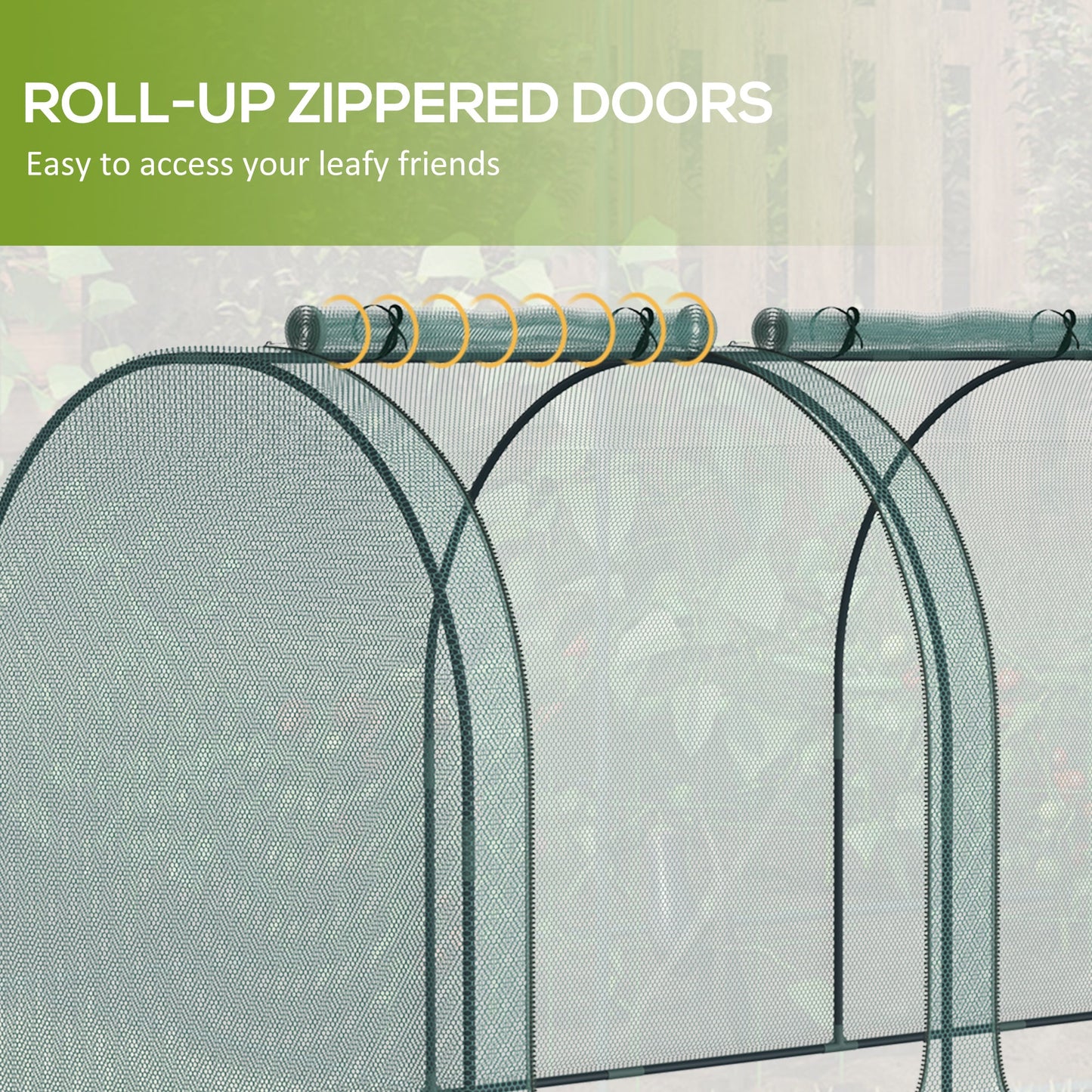 9' x 4' Crop Cage, Plant Protection Tent, with Three Zippered Doors and 4 Ground Stakes, for Garden, Yard, Lawn, Green