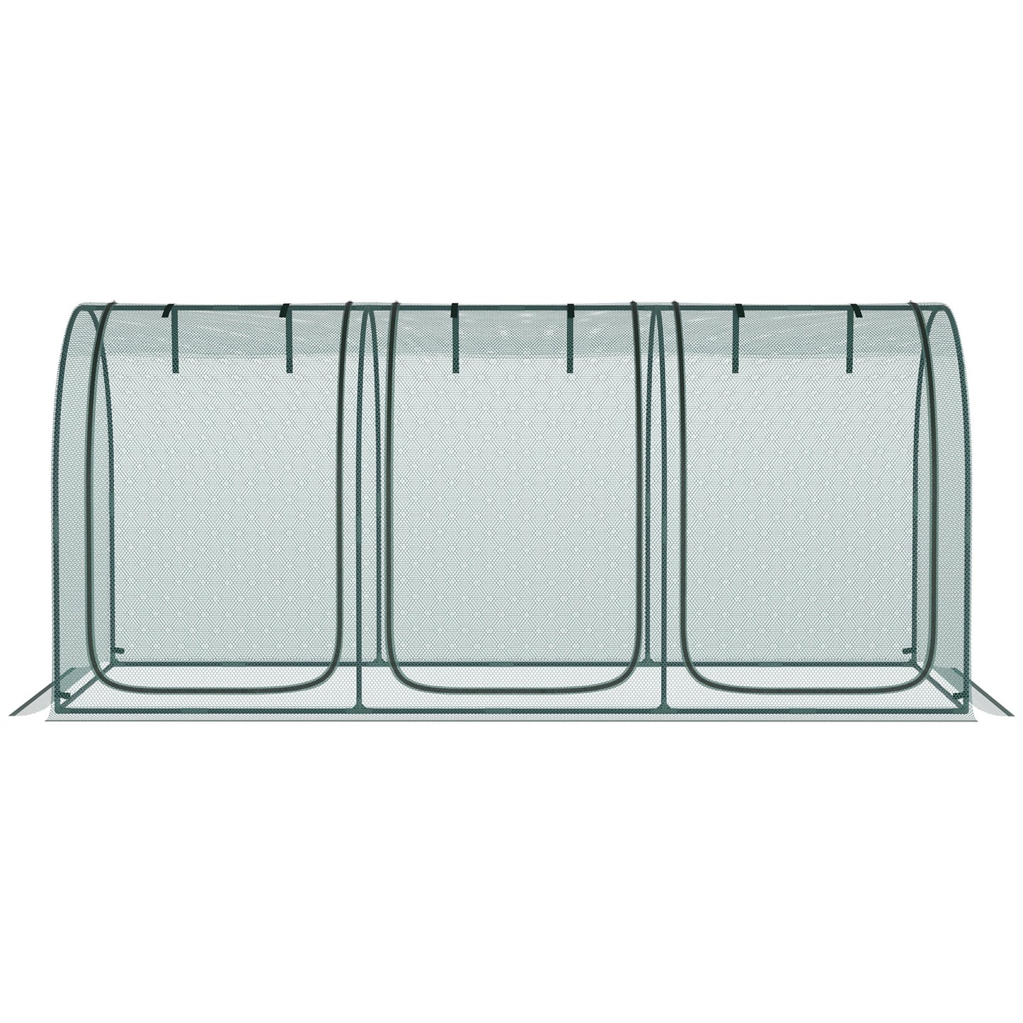 9' x 4' Crop Cage, Plant Protection Tent, with Three Zippered Doors and 4 Ground Stakes, for Garden, Yard, Lawn, Green