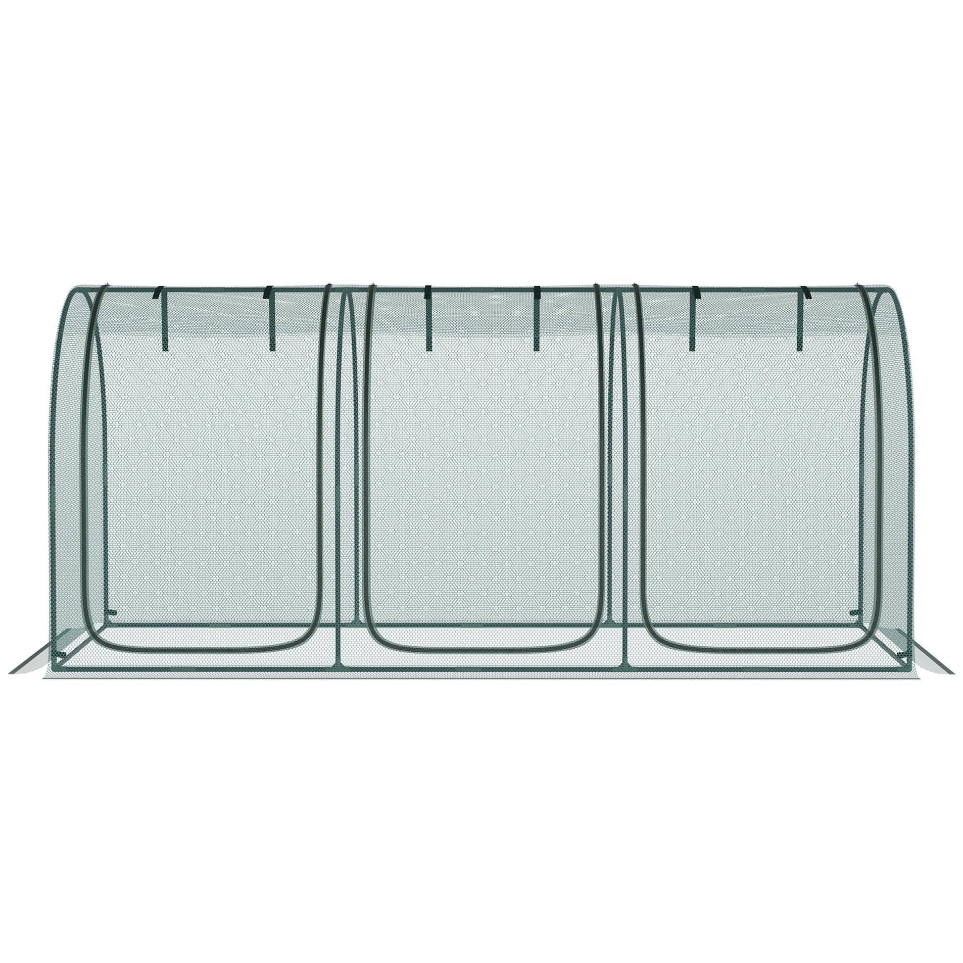 9' x 4' Crop Cage, Plant Protection Tent, with Three Zippered Doors and 4 Ground Stakes, for Garden, Yard, Lawn, Green