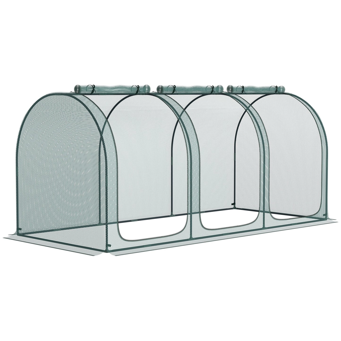 9' x 4' Crop Cage, Plant Protection Tent, with Three Zippered Doors and 4 Ground Stakes, for Garden, Yard, Lawn, Green