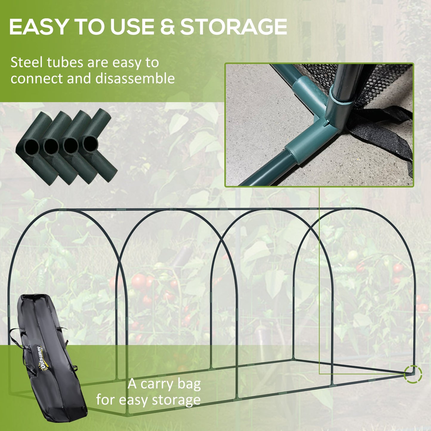 9' x 4' Crop Cage, Plant Protection Tent, with Three Zippered Doors and 4 Ground Stakes, for Garden, Yard, Lawn, Green