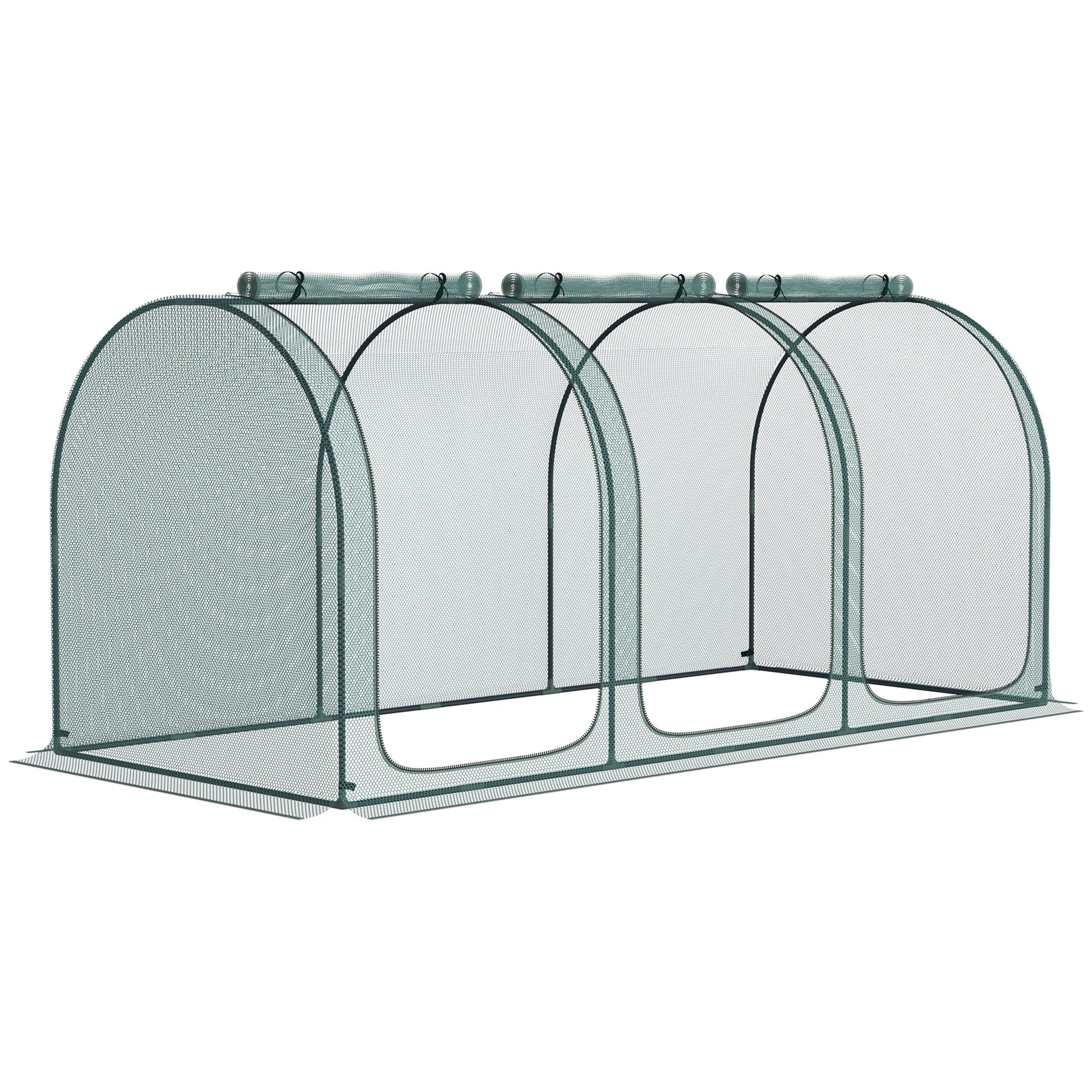 9' x 4' Crop Cage, Plant Protection Tent, with Three Zippered Doors and 4 Ground Stakes, for Garden, Yard, Lawn, Green