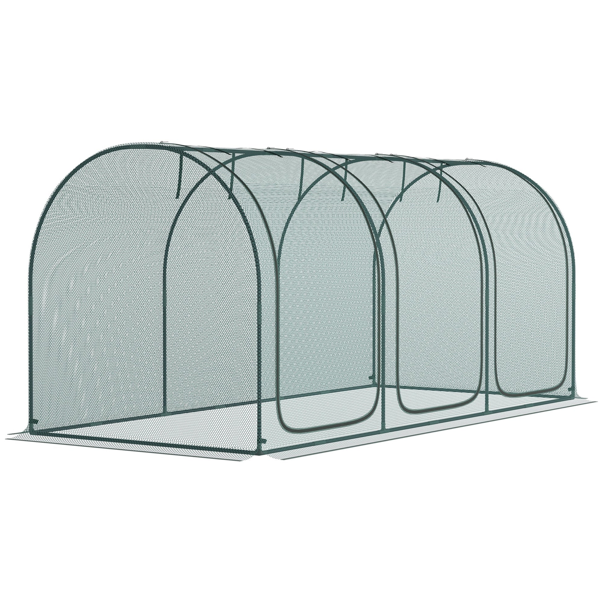 9' x 4' Crop Cage, Plant Protection Tent, with Three Zippered Doors and 4 Ground Stakes, for Garden, Yard, Lawn, Green