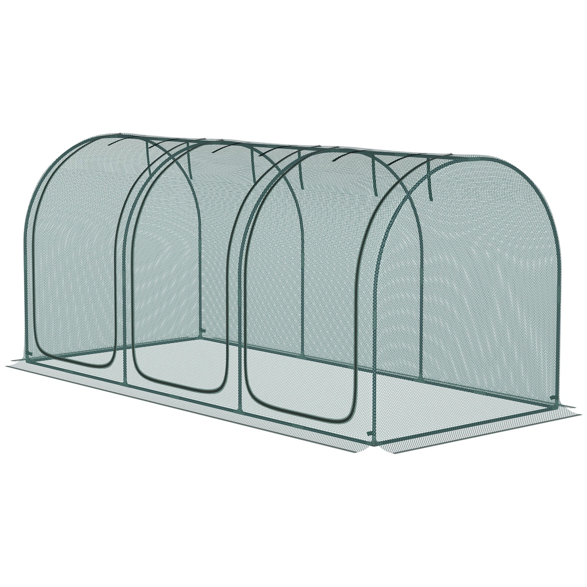 9' x 4' Crop Cage, Plant Protection Tent, with Three Zippered Doors and 4 Ground Stakes, for Garden, Yard, Lawn, Green