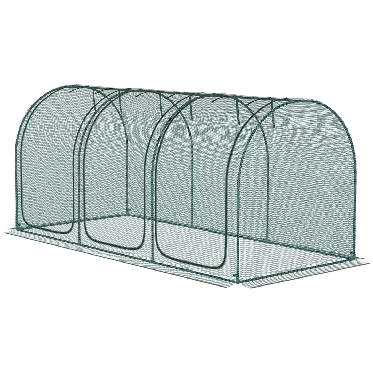 9' x 4' Crop Cage, Plant Protection Tent, with Three Zippered Doors and 4 Ground Stakes, for Garden, Yard, Lawn, Green