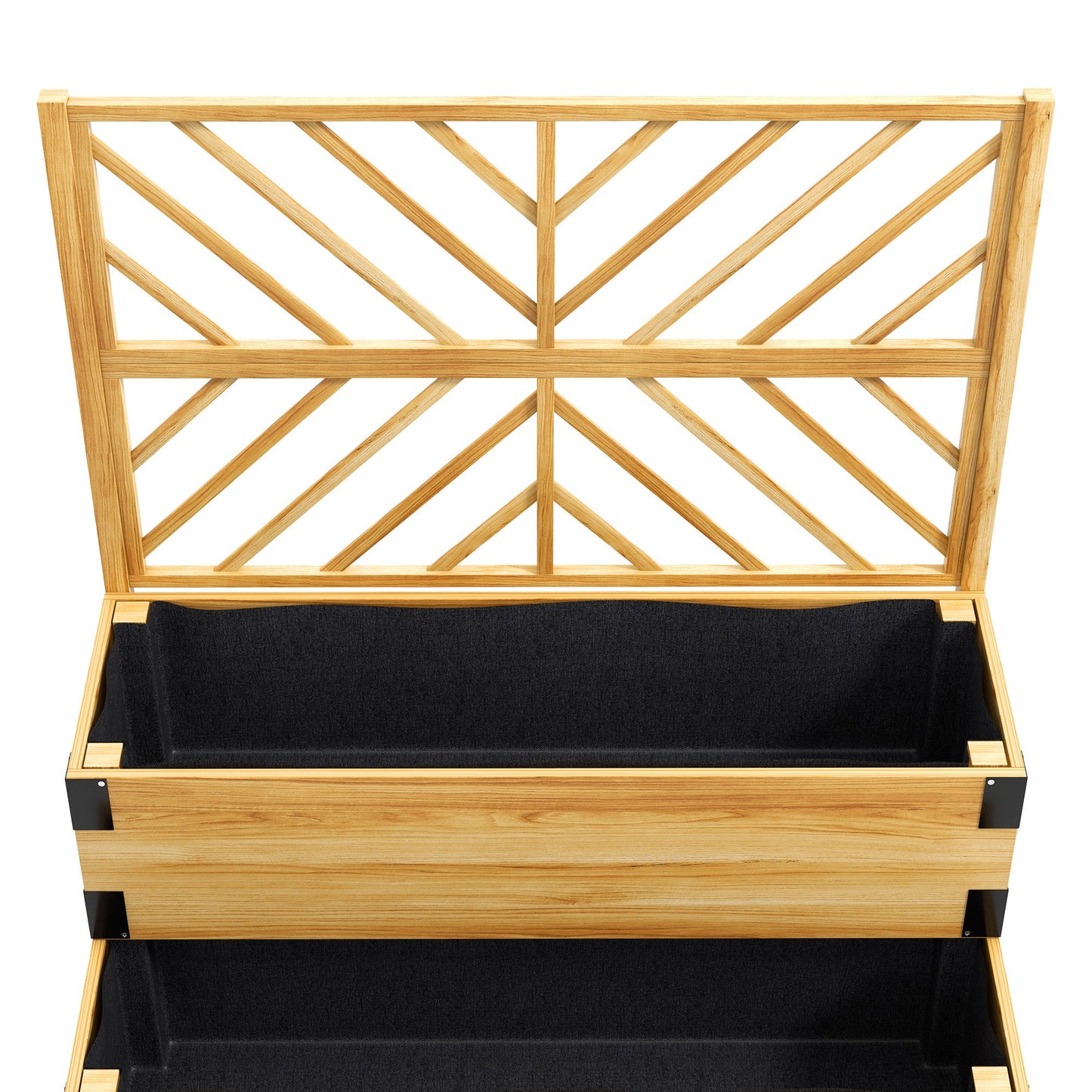 Raised Garden Bed with Trellis, 2 Tier Wooden Elevated Planter Box with Legs and Metal Corners for Vegetables, Flowers, Herbs, Natural
