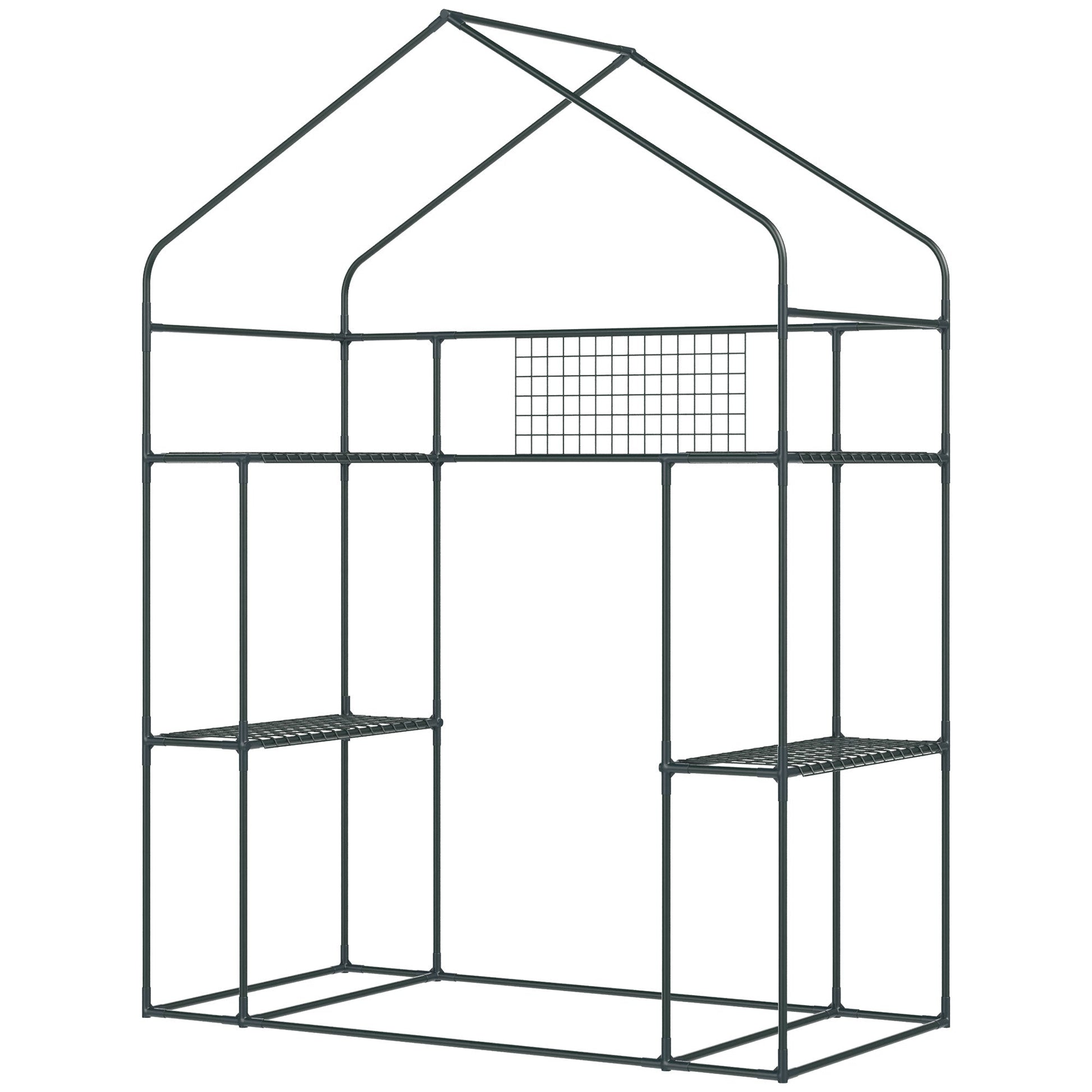 Walk-in Greenhouse with 4 Shelves, 56" x 29" x 77" Mini Greenhouse ,Roll-Up Door, Mesh Windows for Seedling, Flowers, Plant Growing, Clear