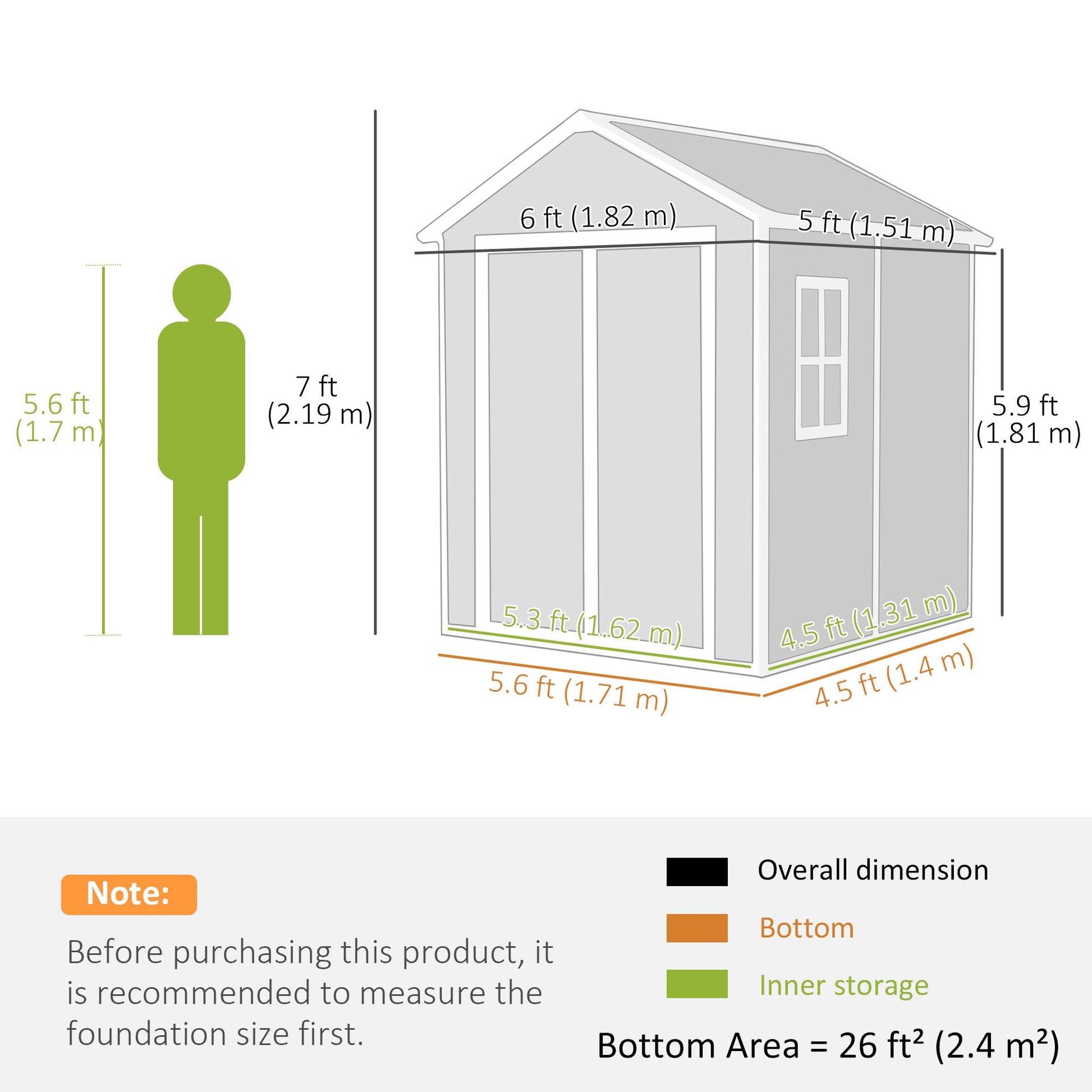 6' x 5' Outdoor Storage Shed, Plastic Garden Shed with Floor, Window, Lockable Doors and Vents, Wood Effect Resin Tool Shed for Backyard, Patio, Lawn, Dark Grey