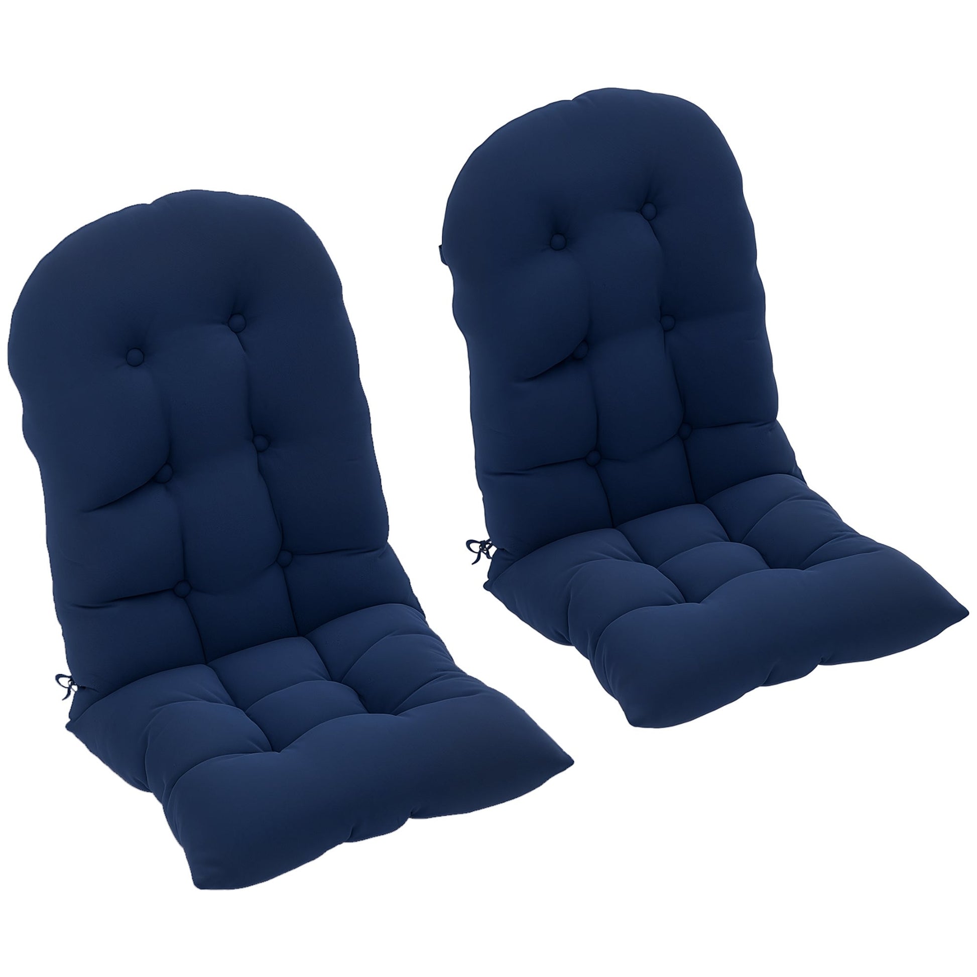 Adirondack Chair Cushions Set of 2, Tufted Lawn Chair Cushions, High Back Patio Chair Cushions with Ties, Non-Slip Muskoka Chair Cushions, Navy Blue