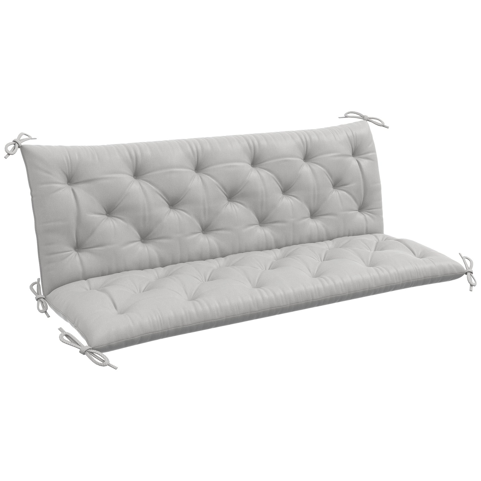 Porch Swing Cushion Garden Bench Cushion with Backrest, Non-Slip 3-Seater Thick Pad, Swing Chair Mat Replacement for Indoor and Outdoor, 59.1" x 38.6", Light Grey