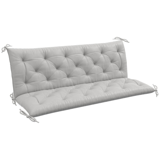Porch Swing Cushion Garden Bench Cushion with Backrest, Non-Slip 3-Seater Thick Pad, Swing Chair Mat Replacement for Indoor and Outdoor, 59.1" x 38.6", Light Grey