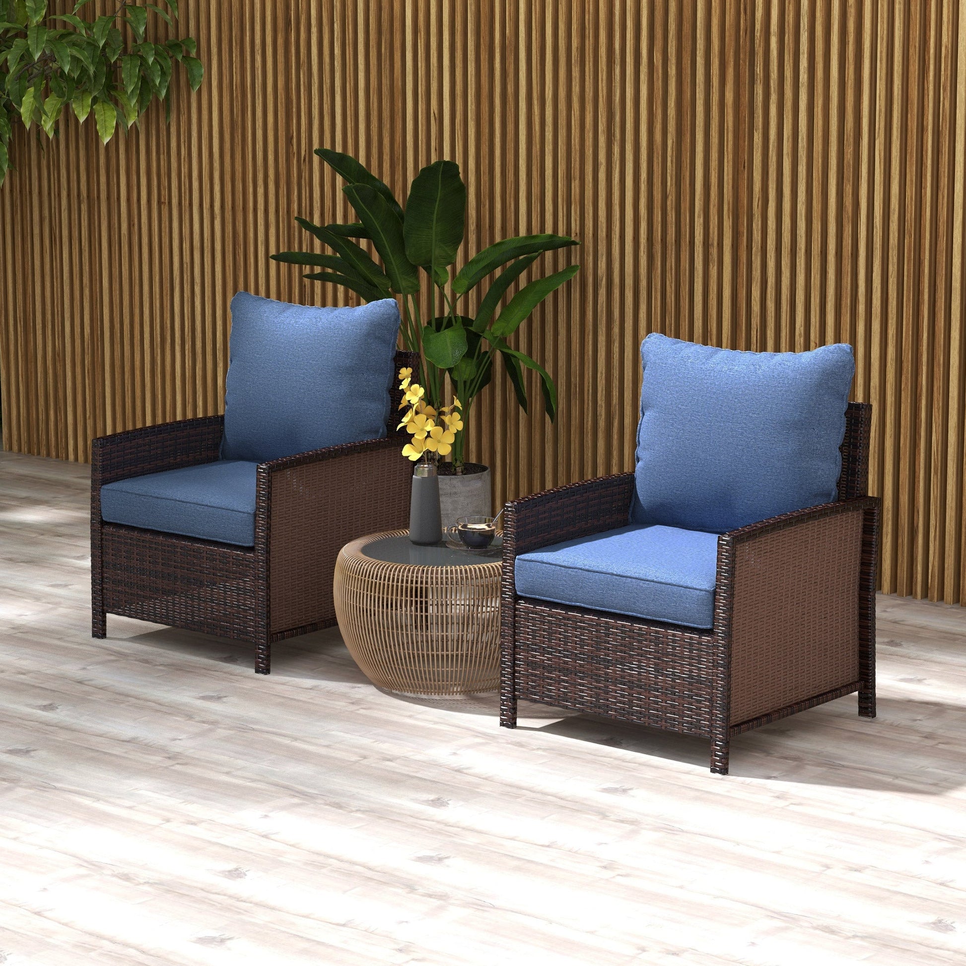 4-Piece Patio Chair Cushions Pillows with Backrest, Seat Replacement Patio Cushions Set for Indoor Outdoor Garden Furniture, Blue