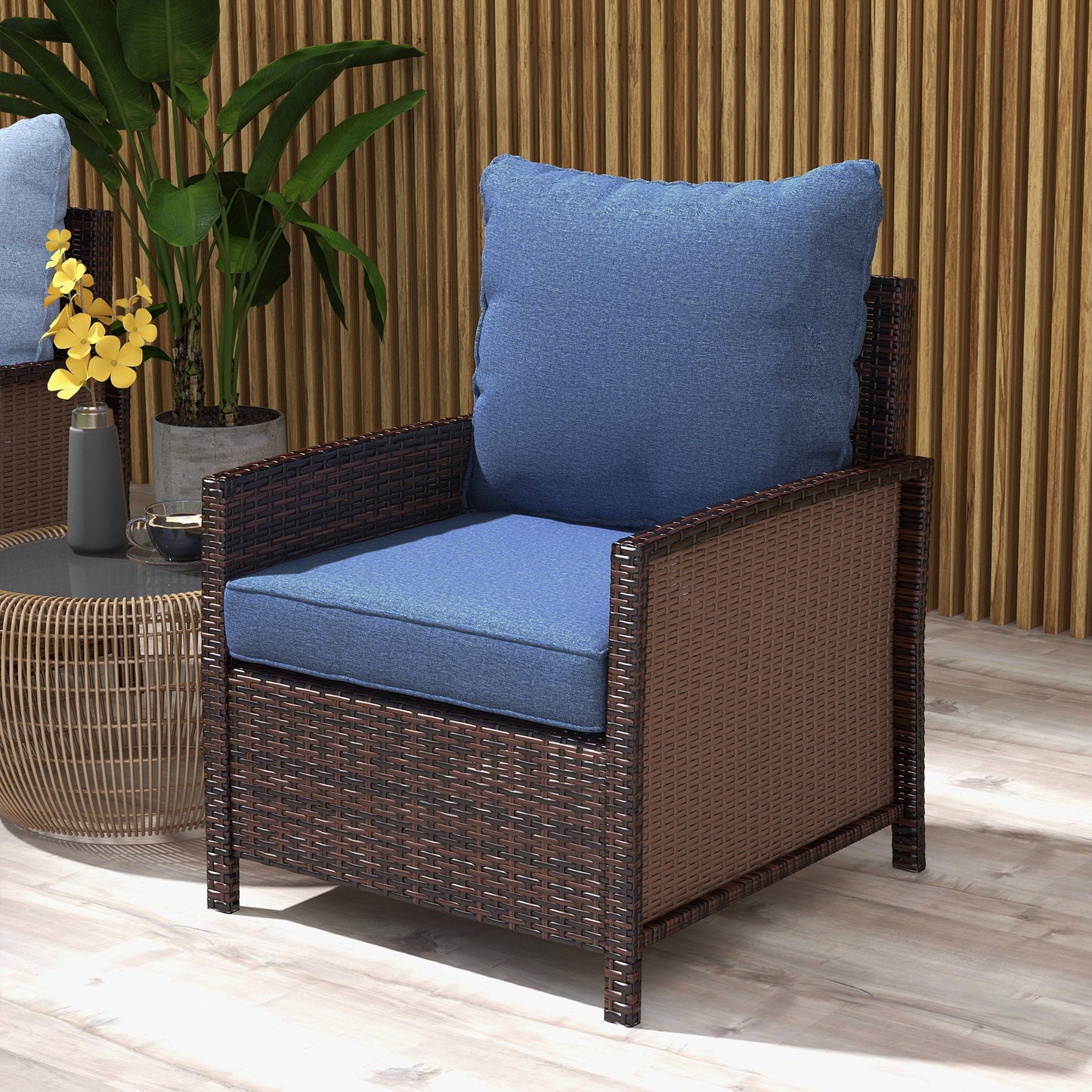 4-Piece Patio Chair Cushions Pillows with Backrest, Seat Replacement Patio Cushions Set for Indoor Outdoor Garden Furniture, Blue