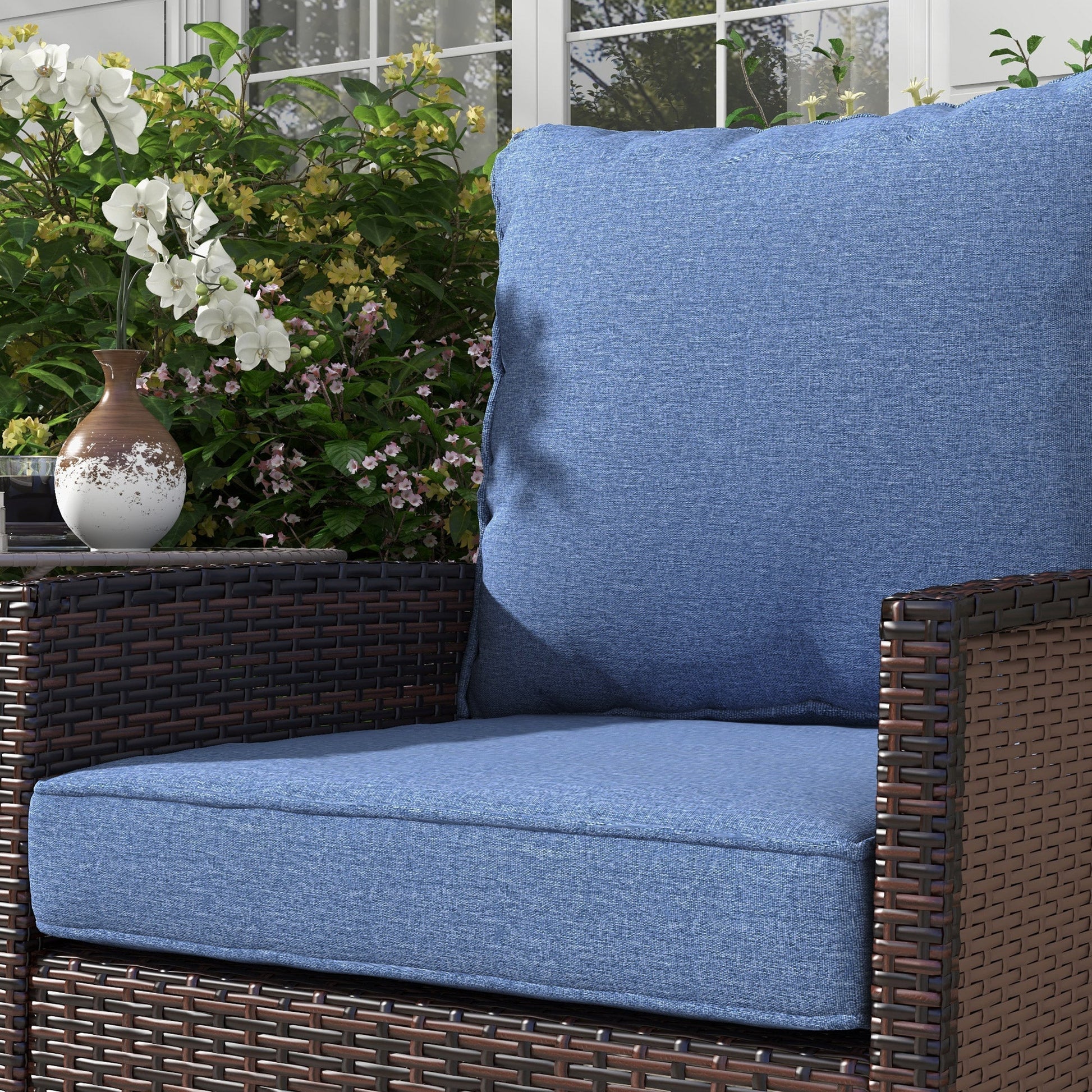 4-Piece Patio Chair Cushions Pillows with Backrest, Seat Replacement Patio Cushions Set for Indoor Outdoor Garden Furniture, Blue