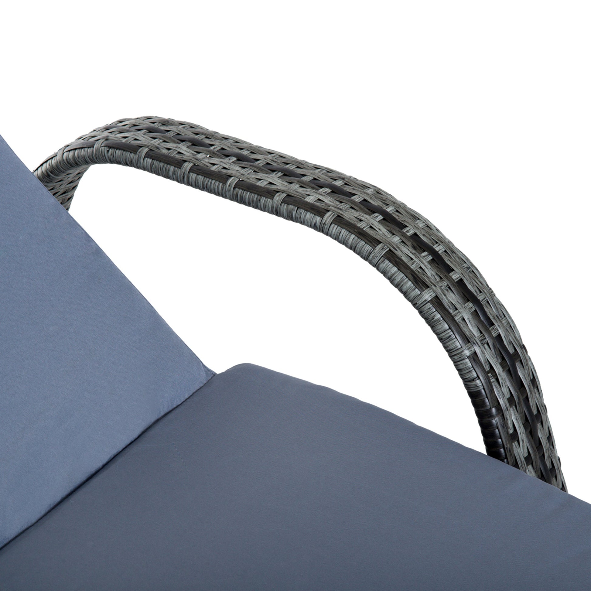 3 Pieces Patio Rattan Chaise Lounge Set, Outdoor PE Wicker Reclining Lounger Furniture Set, Adjustable Portable with Wheeled & Side Table, Grey
