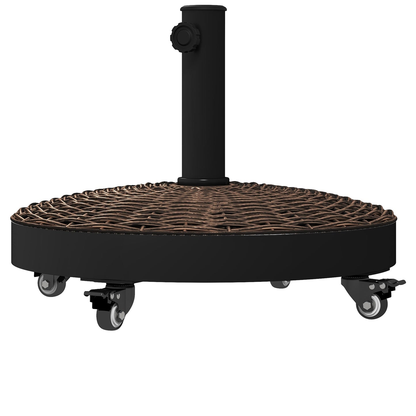 20.5" Round Resin Patio Umbrella Base, 50 lbs Garden Parasol Holder Outdoor Offset Weight Stand with Braked Wheels, Bronze