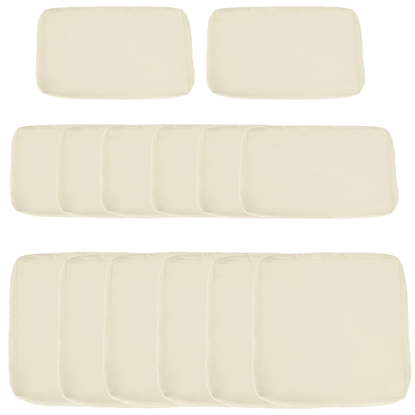 14Pcs Outdoor Cushion Covers, Patio Cushion Covers Replacement for Rattan Sofa Set - No Cushion Included, Cream White