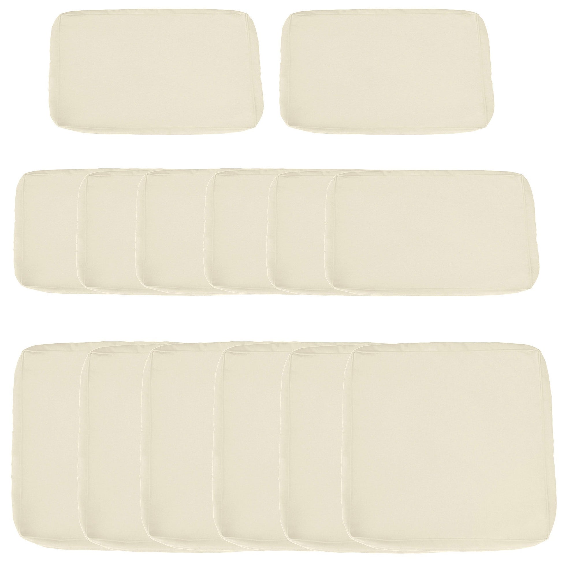 14Pcs Outdoor Cushion Covers, Patio Cushion Covers Replacement for Rattan Sofa Set - No Cushion Included, Cream White