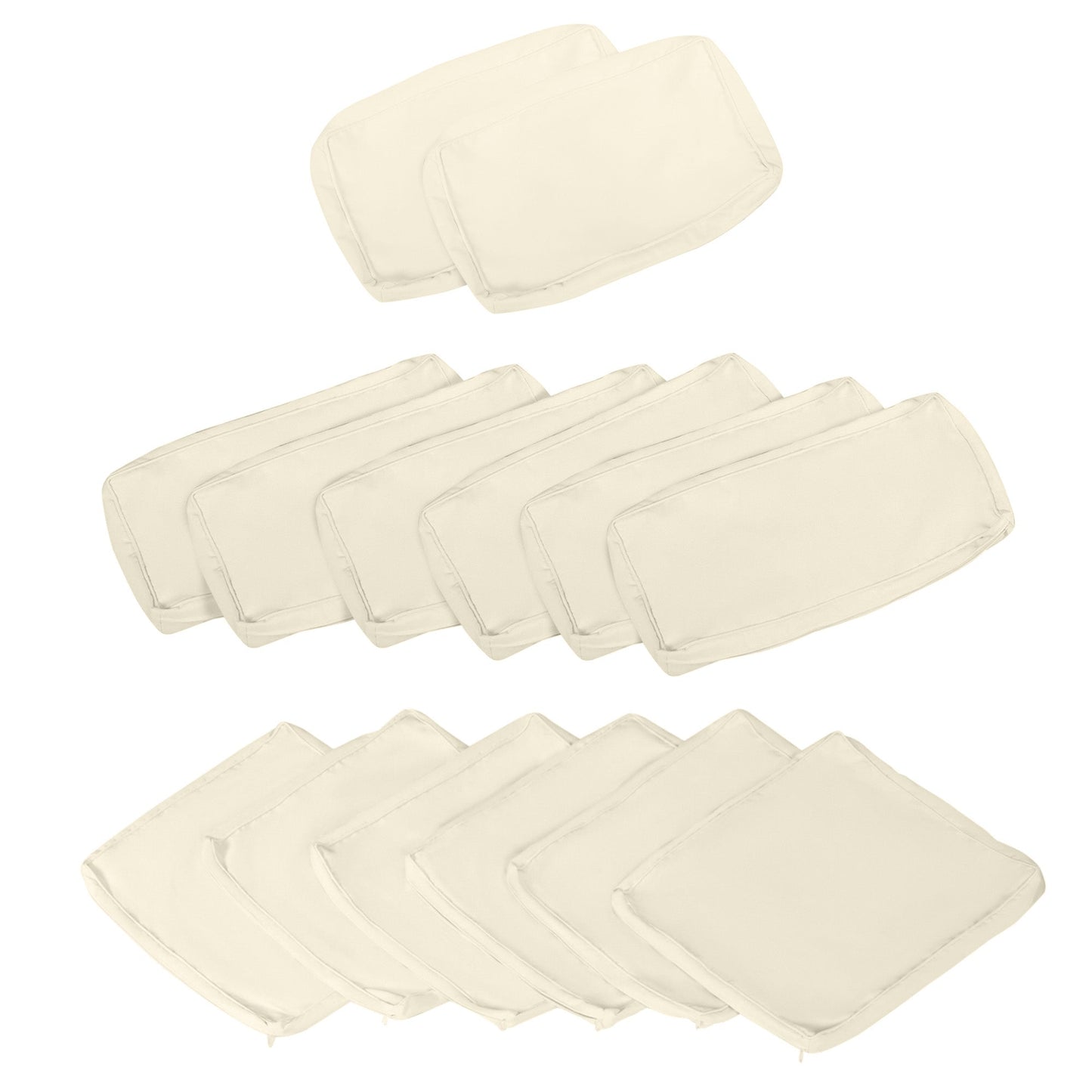 14Pcs Outdoor Cushion Covers, Patio Cushion Covers Replacement for Rattan Sofa Set - No Cushion Included, Cream White