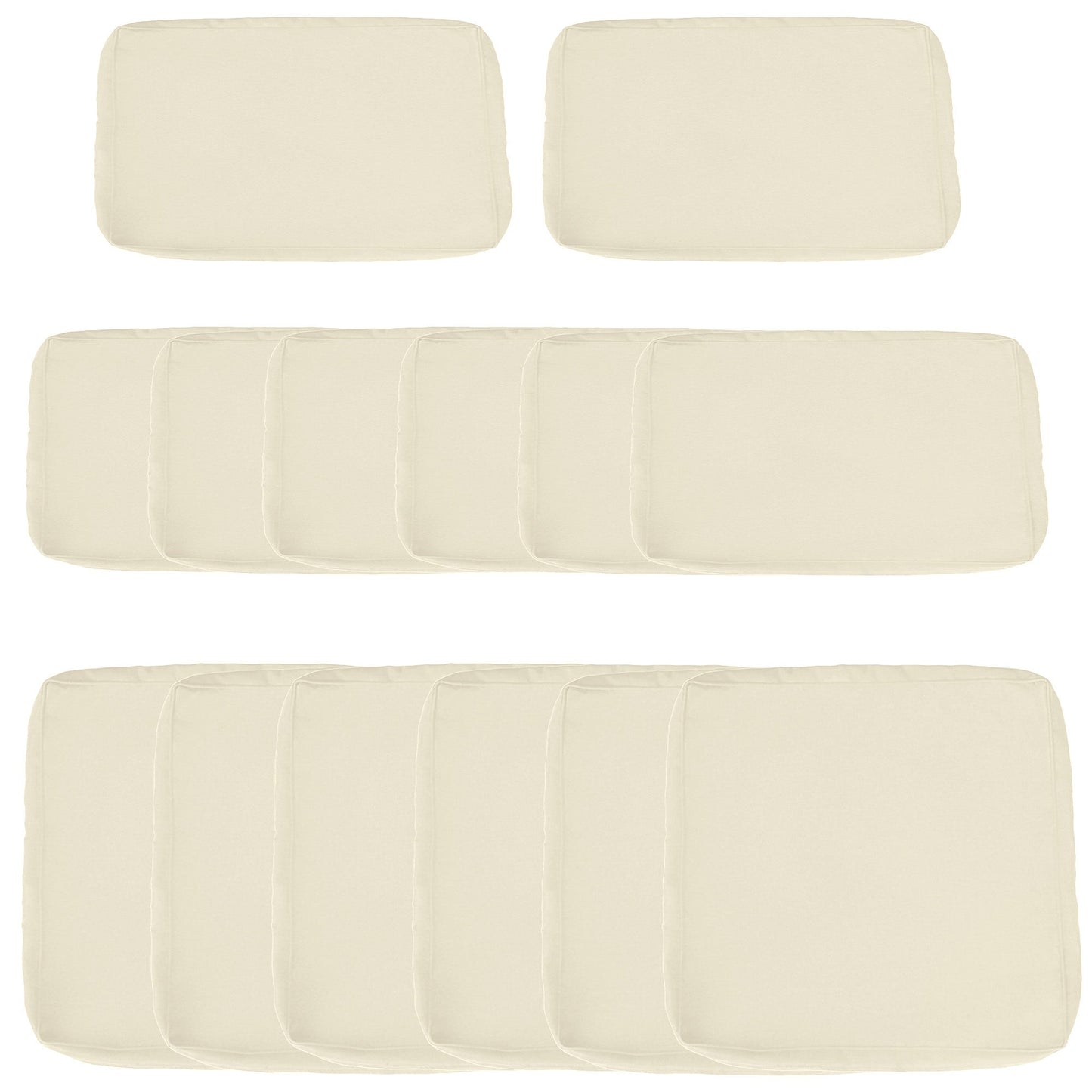 14Pcs Outdoor Cushion Covers, Patio Cushion Covers Replacement for Rattan Sofa Set - No Cushion Included, Cream White