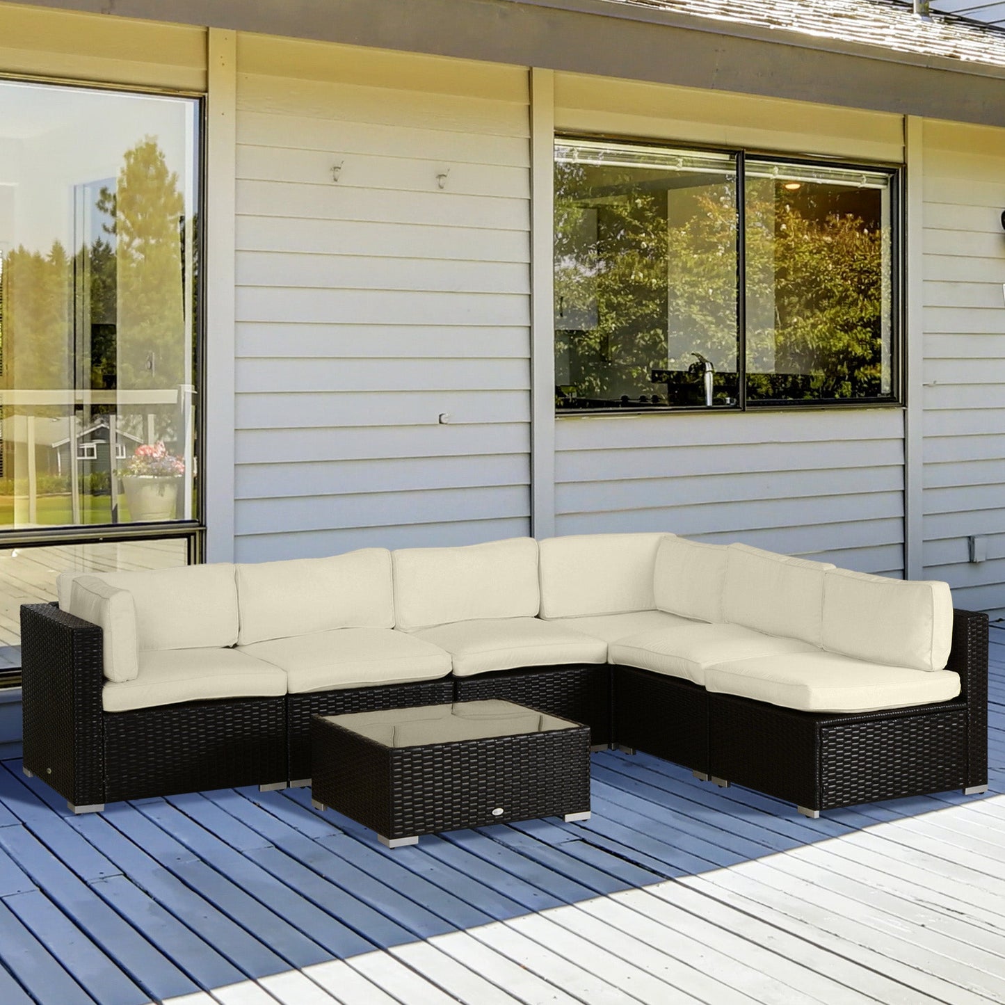 14Pcs Outdoor Cushion Covers, Patio Cushion Covers Replacement for Rattan Sofa Set - No Cushion Included, Cream White