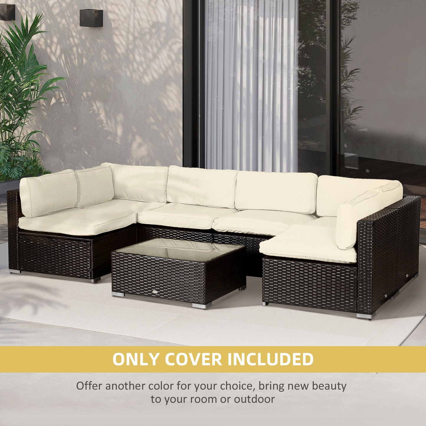 14Pcs Outdoor Cushion Covers, Patio Cushion Covers Replacement for Rattan Sofa Set - No Cushion Included, Cream White