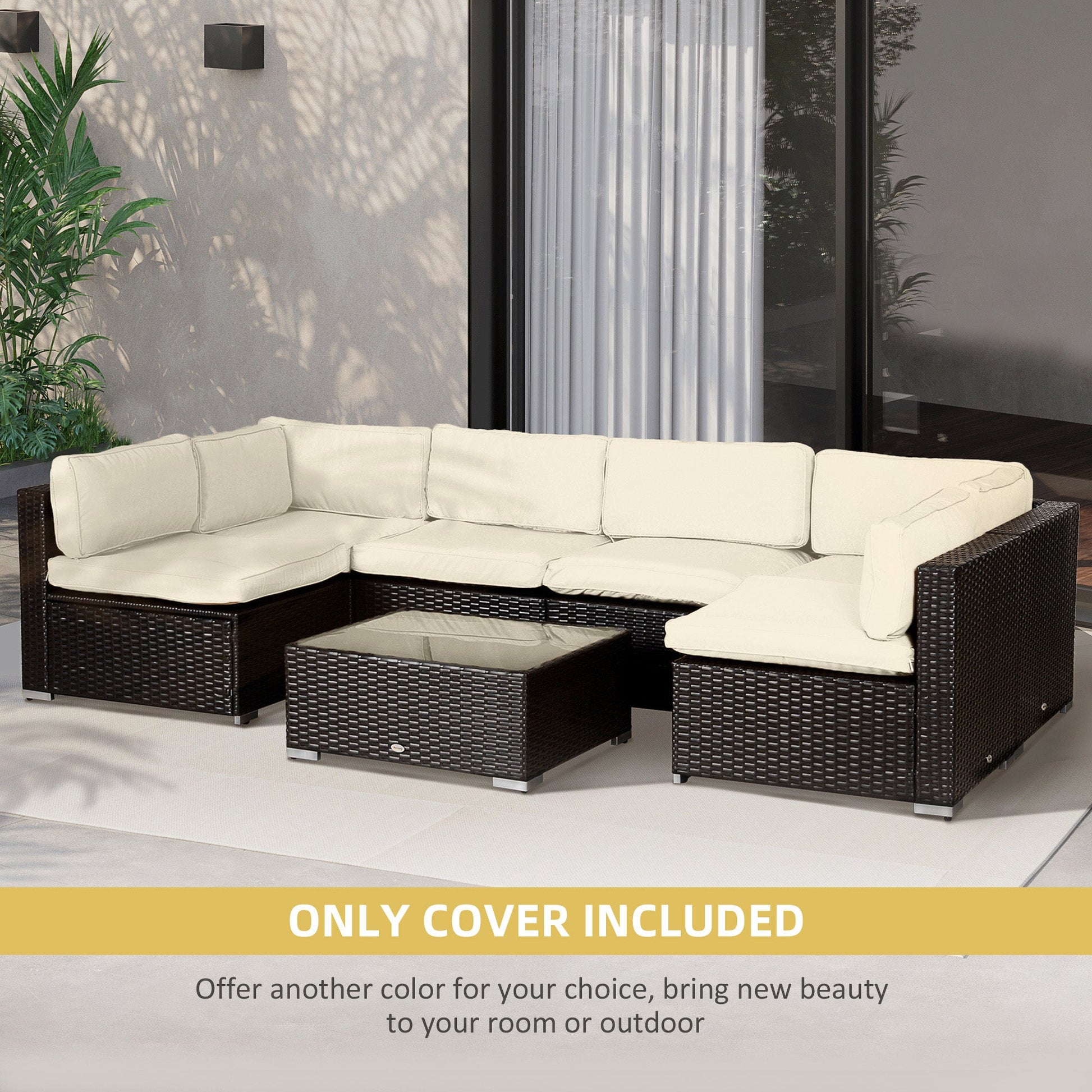 14Pcs Outdoor Cushion Covers, Patio Cushion Covers Replacement for Rattan Sofa Set - No Cushion Included, Cream White