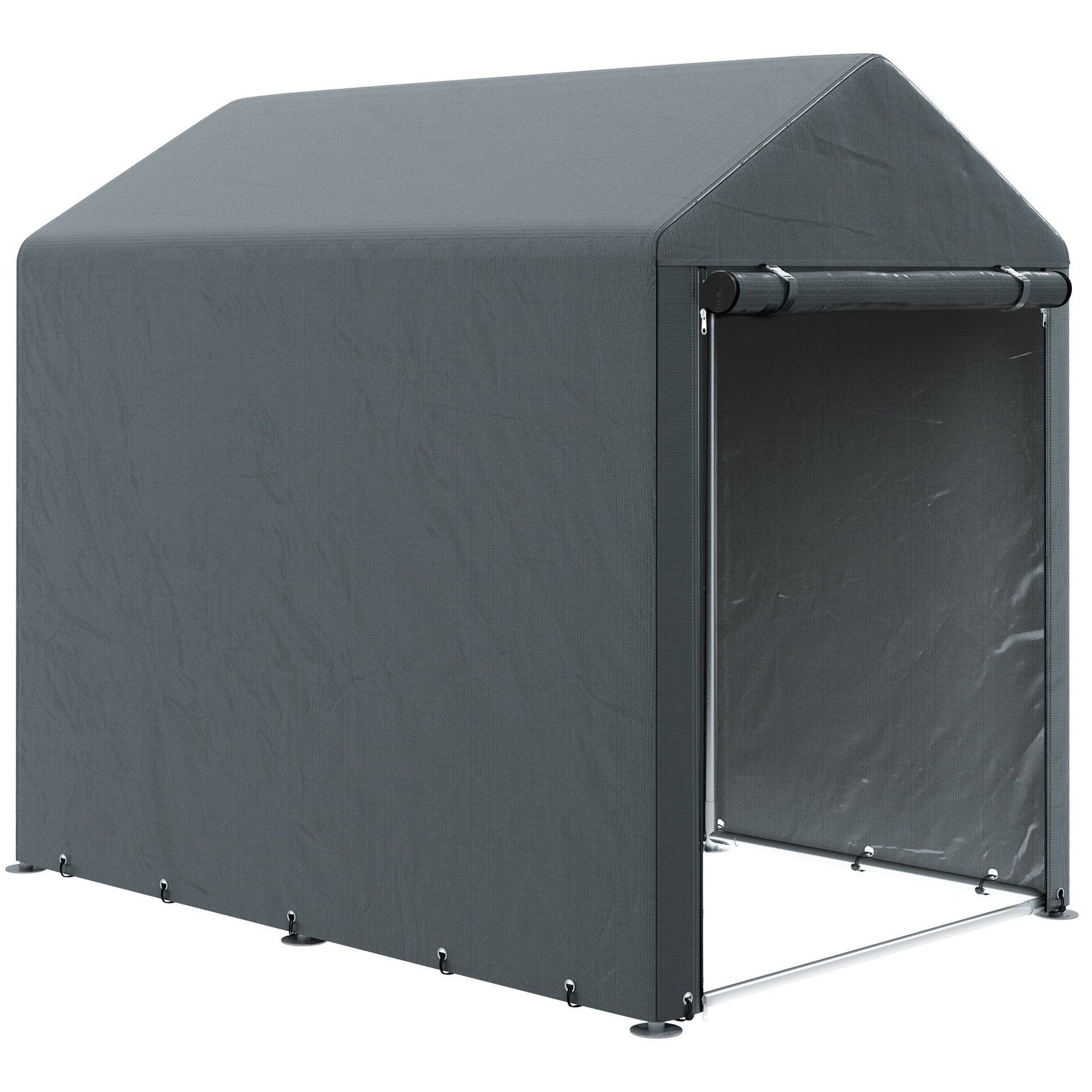 4 x 6ft Portable Shed, Outdoor Storage Shed Tent with Galvanised Steel Frame and Roll-up Door for Motorcycle, Bike, Garden Tools