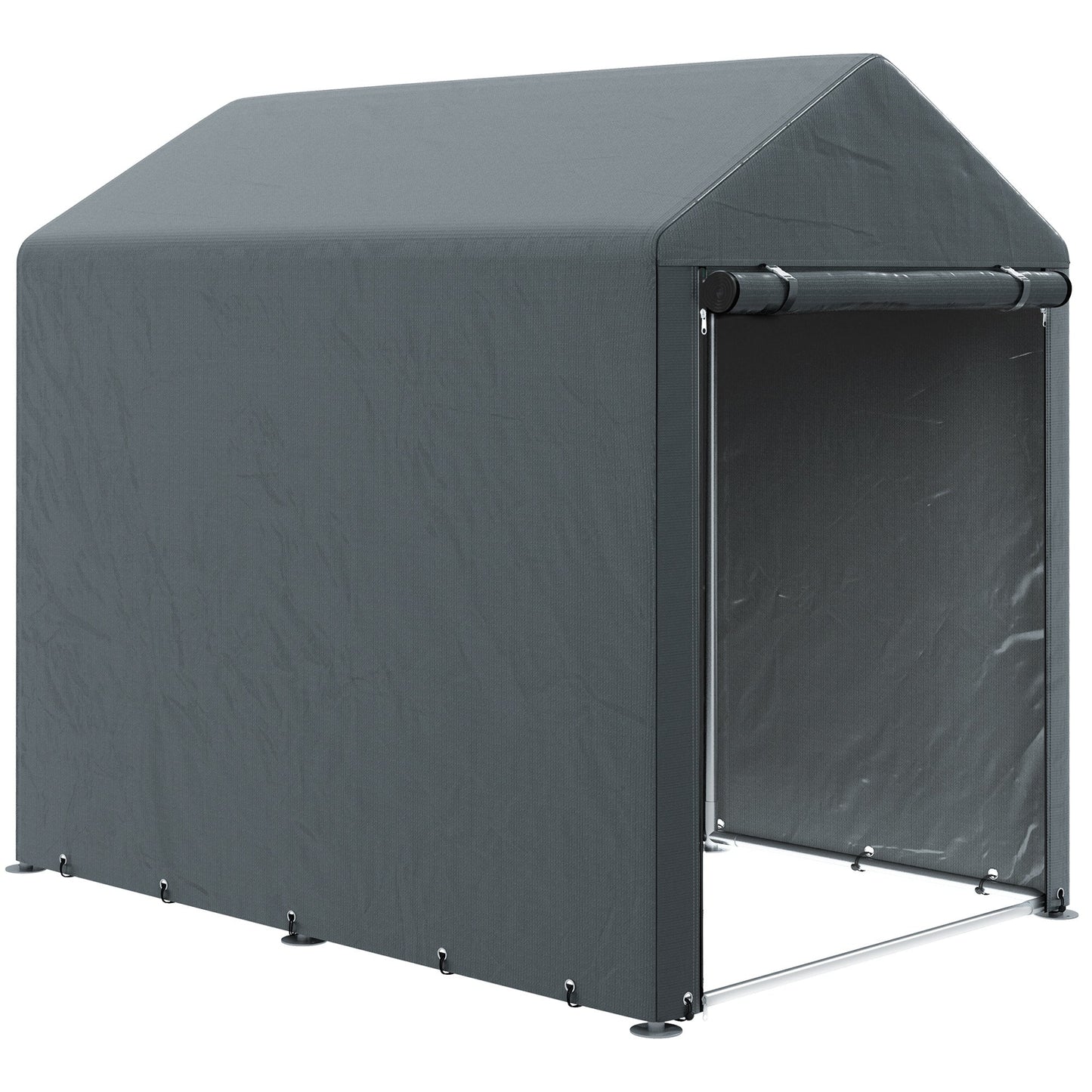 4 x 6ft Portable Shed, Outdoor Storage Shed Tent with Galvanised Steel Frame and Roll-up Door for Motorcycle, Bike, Garden Tools
