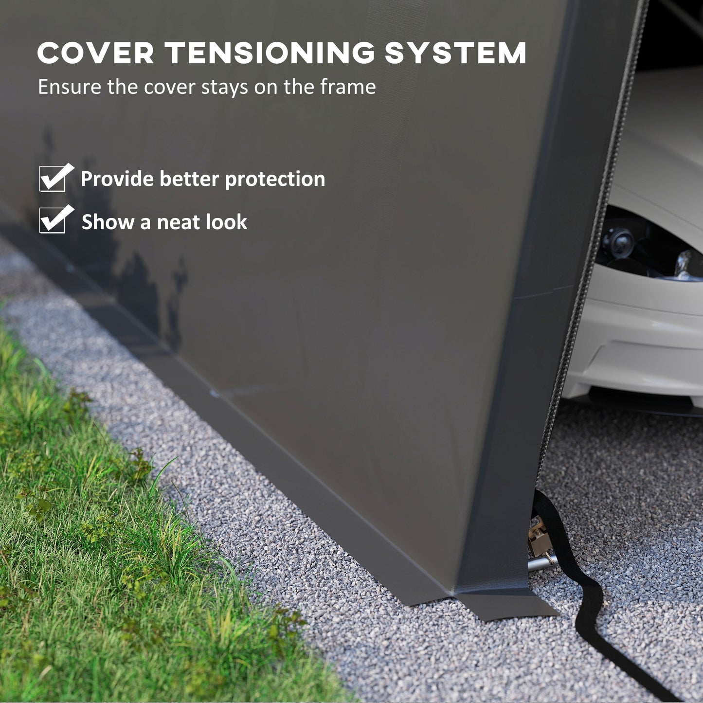 11' x 20' Heavy Duty Carport, Portable Garage Canopy Tent with 2 Ventilation Windows and Large Door, for Car, Truck, Boat, Motorcycle, Bike, Garden Tools, Dark Grey