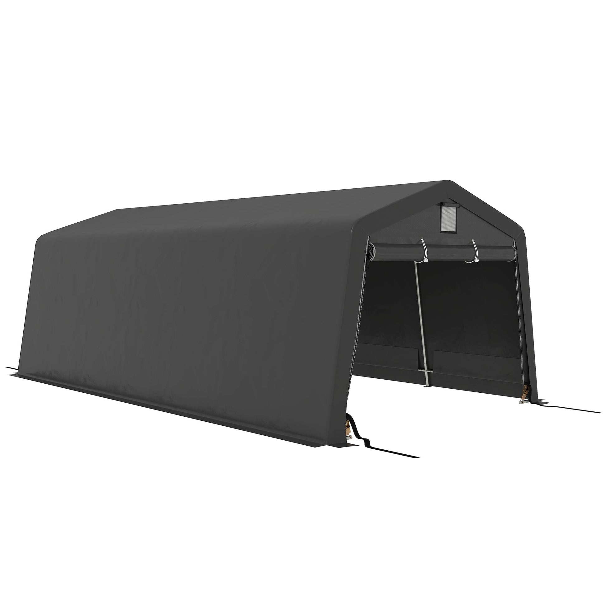 11' x 20' Heavy Duty Carport, Portable Garage Canopy Tent with 2 Ventilation Windows and Large Door, for Car, Truck, Boat, Motorcycle, Bike, Garden Tools, Dark Grey