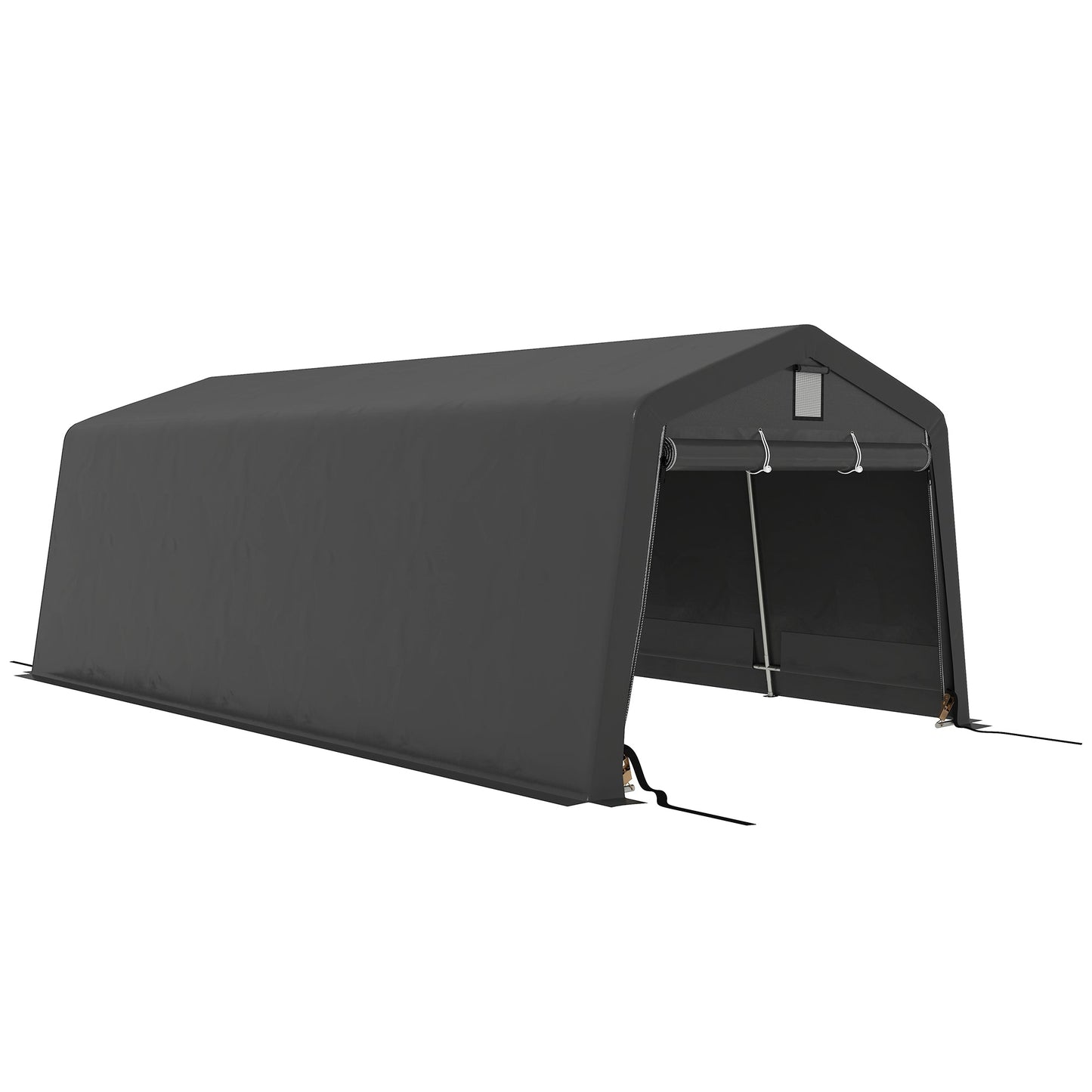 11' x 20' Heavy Duty Carport, Portable Garage Canopy Tent with 2 Ventilation Windows and Large Door, for Car, Truck, Boat, Motorcycle, Bike, Garden Tools, Dark Grey