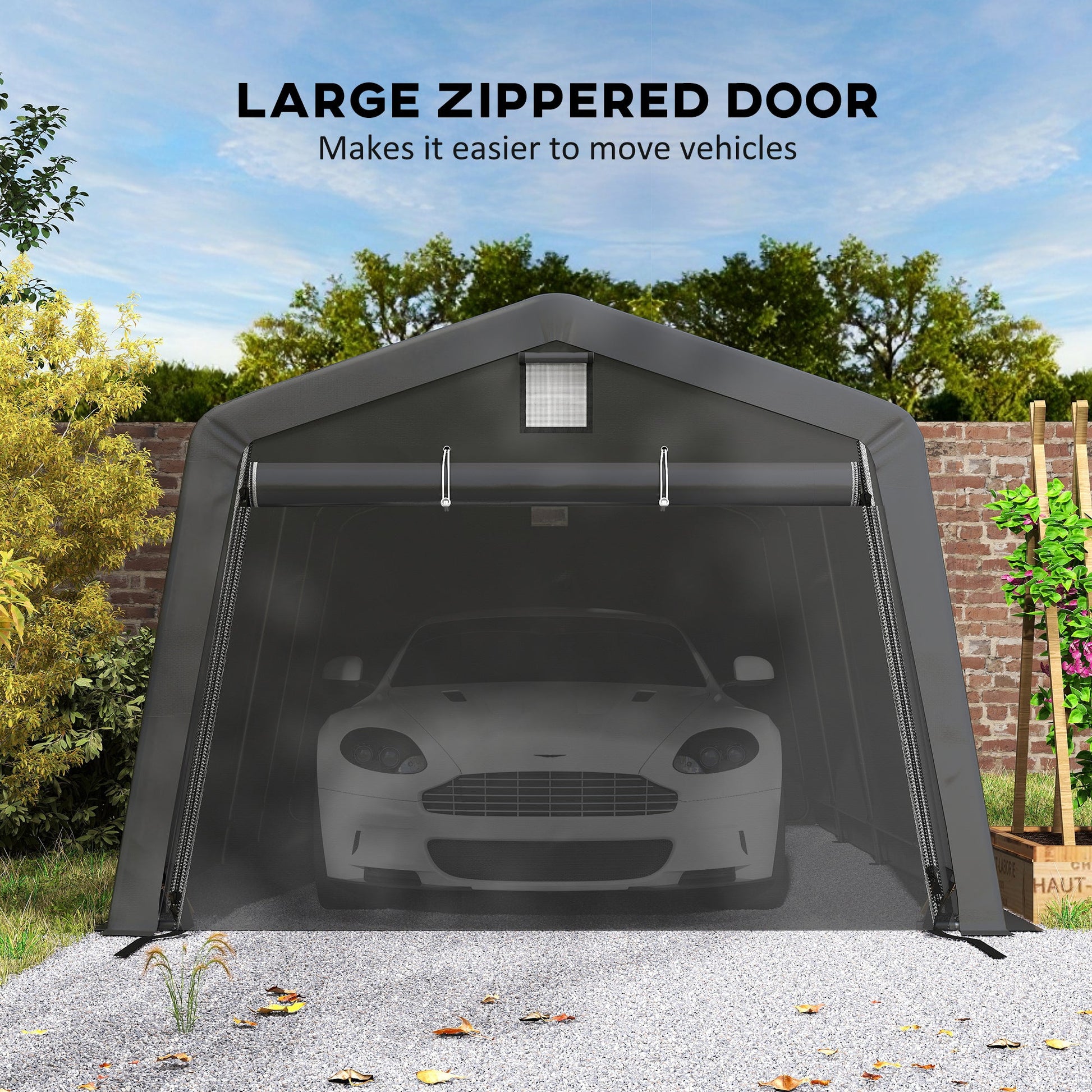 11' x 20' Heavy Duty Carport, Portable Garage Canopy Tent with 2 Ventilation Windows and Large Door, for Car, Truck, Boat, Motorcycle, Bike, Garden Tools, Dark Grey