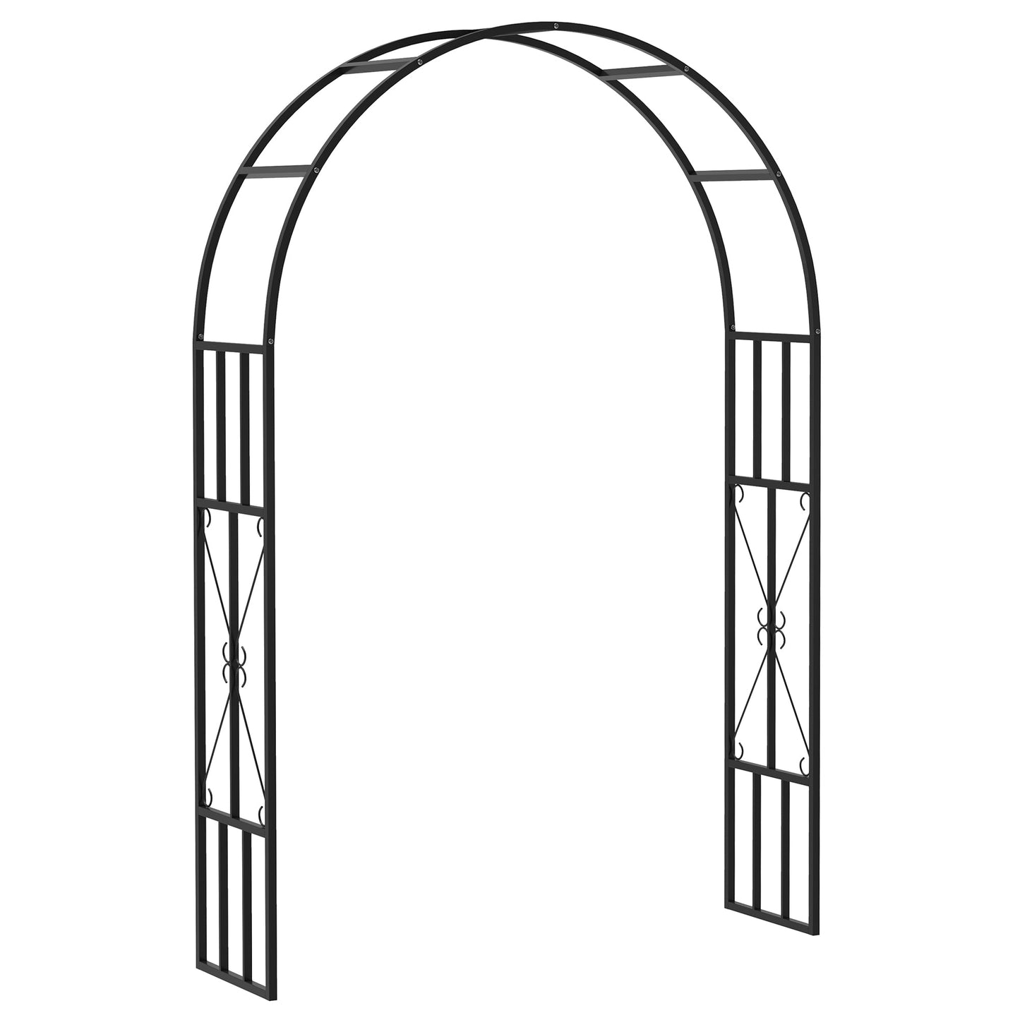 7.3ft Steel Garden Arch Trellis, Garden Arbor Trellis for Climbing Plants Roses Wisteria Vines, Flower Arch Wedding Arch Stand for Bridal Party Ceremony Decoration, Black