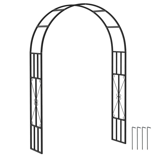 7.3ft Steel Garden Arch Trellis, Garden Arbor Trellis for Climbing Plants Roses Wisteria Vines, Flower Arch Wedding Arch Stand for Bridal Party Ceremony Decoration, Black