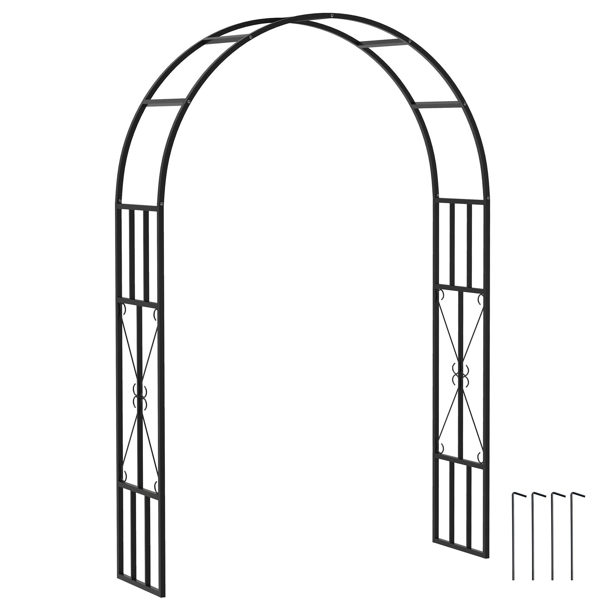 7.3ft Steel Garden Arch Trellis, Garden Arbor Trellis for Climbing Plants Roses Wisteria Vines, Flower Arch Wedding Arch Stand for Bridal Party Ceremony Decoration, Black
