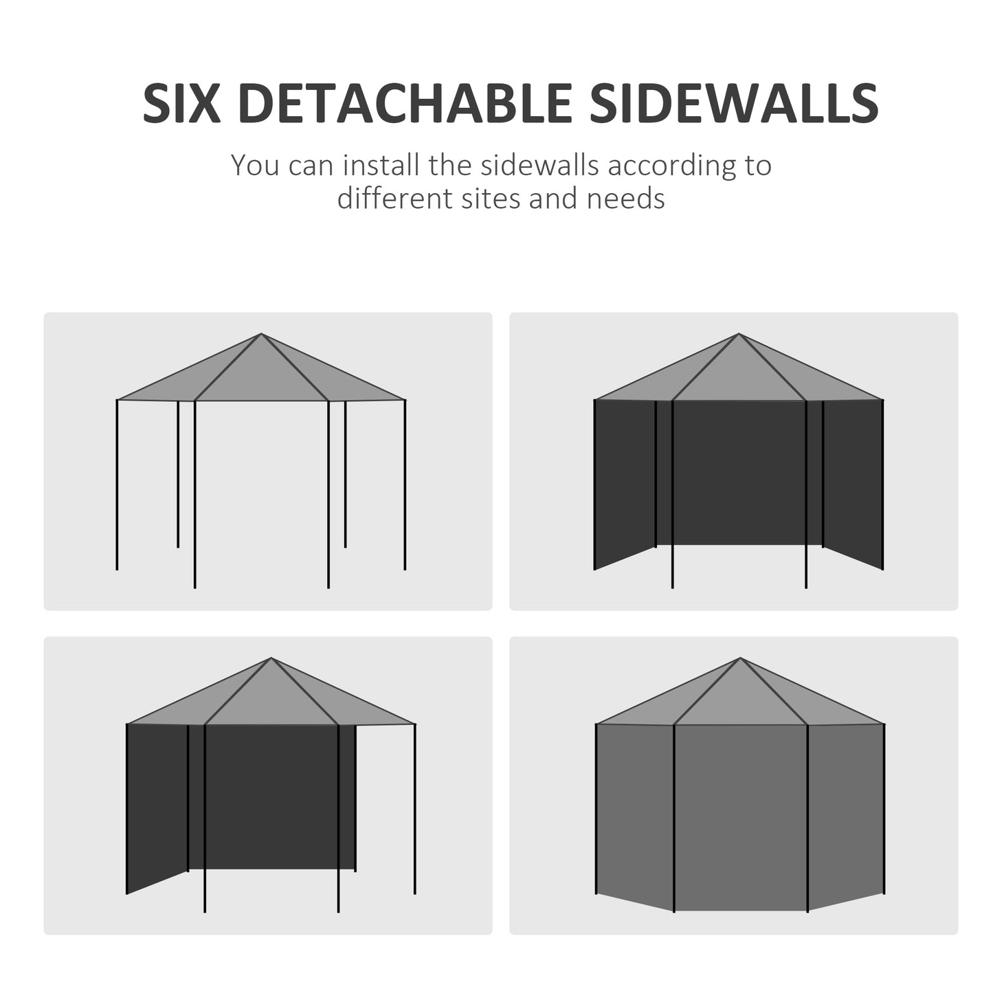 13 ft. Gazebo Canopy Party Tent with 6 Removable Side Walls with Windows and Doors for Outdoor Events, White