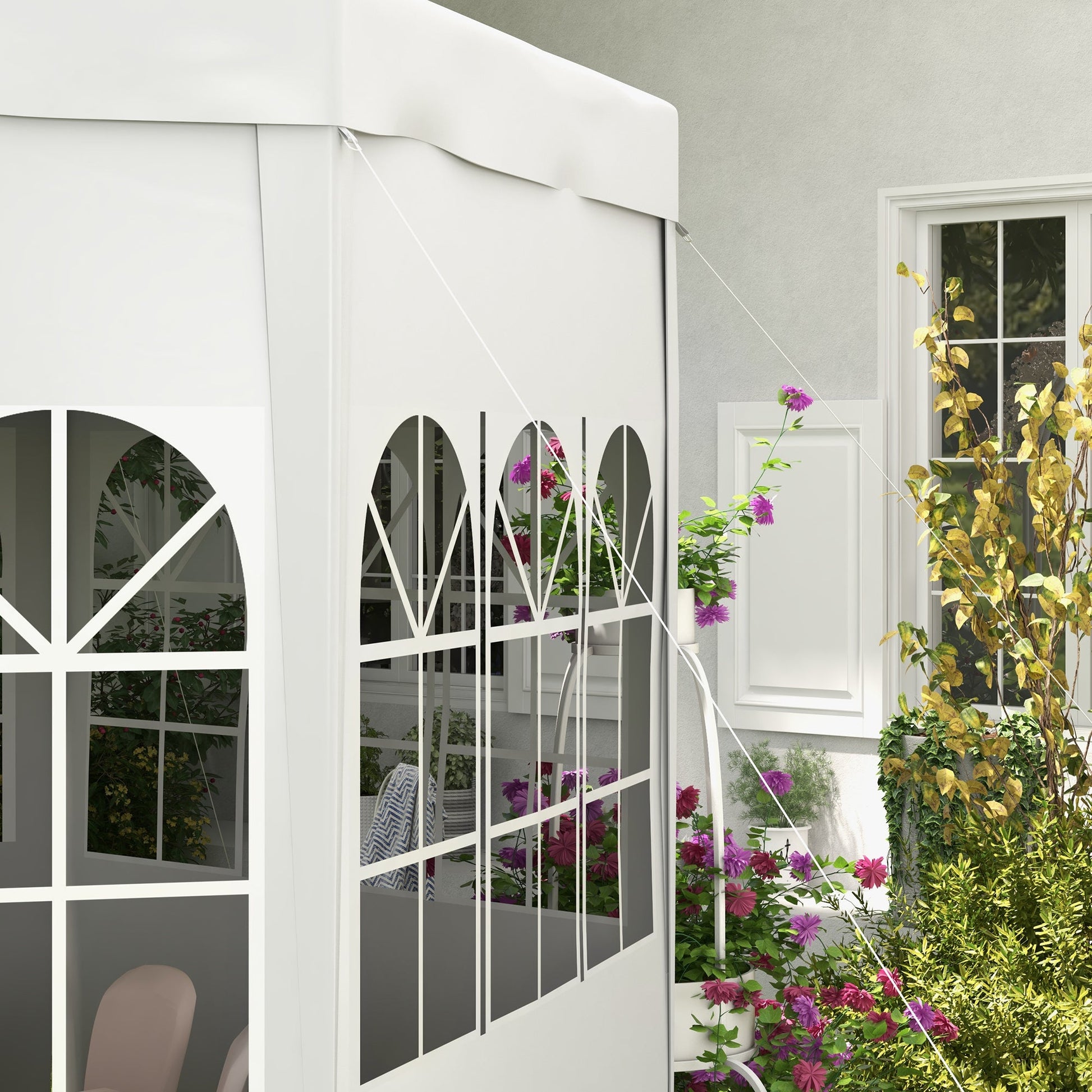 13 ft. Gazebo Canopy Party Tent with 6 Removable Side Walls with Windows and Doors for Outdoor Events, White