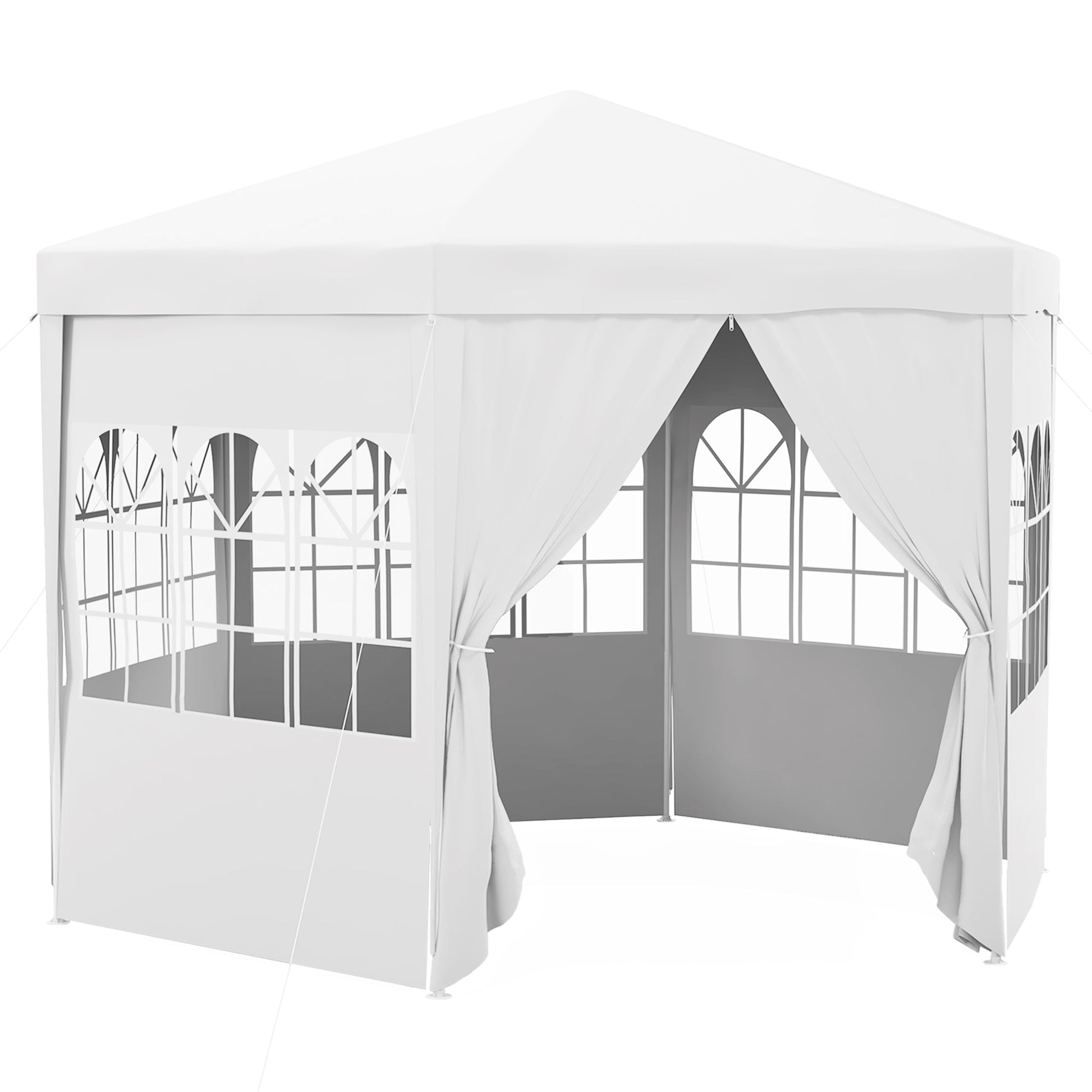 13 ft. Gazebo Canopy Party Tent with 6 Removable Side Walls with Windows and Doors for Outdoor Events, White
