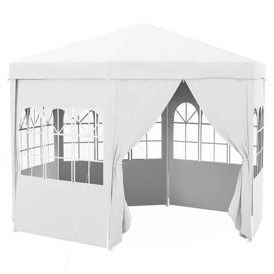 13 ft. Gazebo Canopy Party Tent with 6 Removable Side Walls with Windows and Doors for Outdoor Events, White