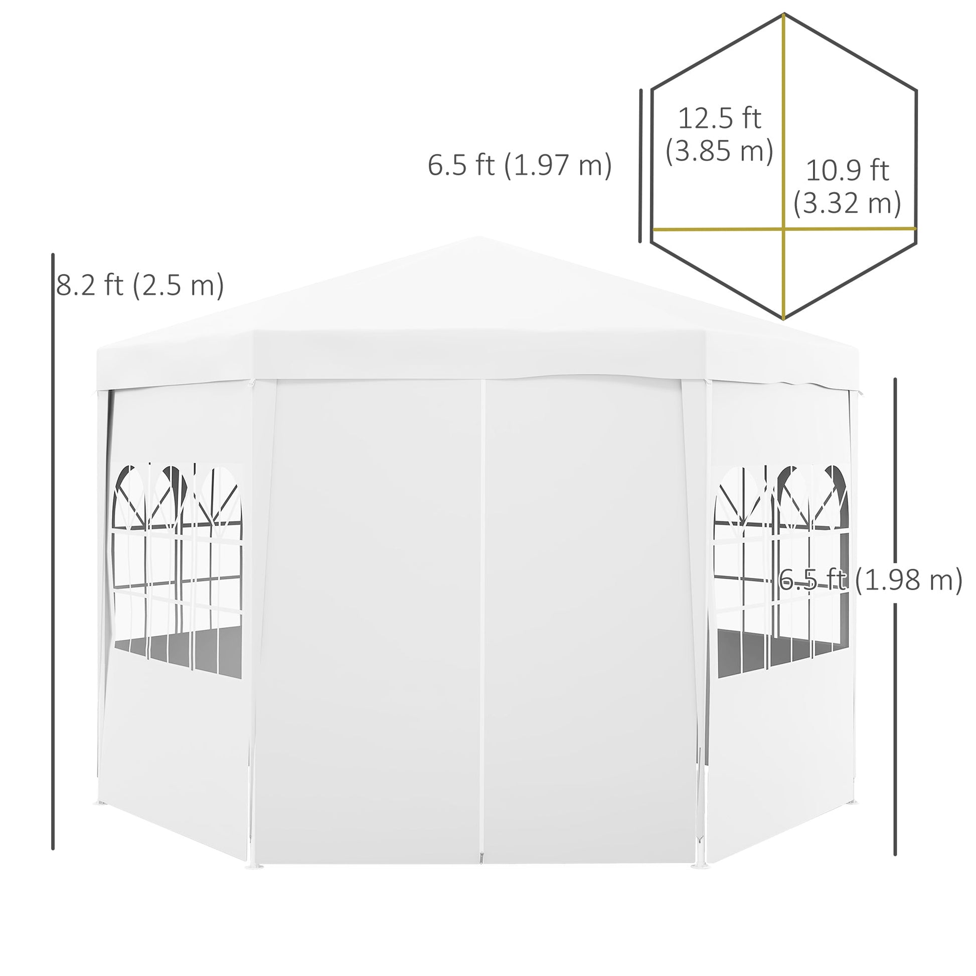 13 ft. Gazebo Canopy Party Tent with 6 Removable Side Walls with Windows and Doors for Outdoor Events, White