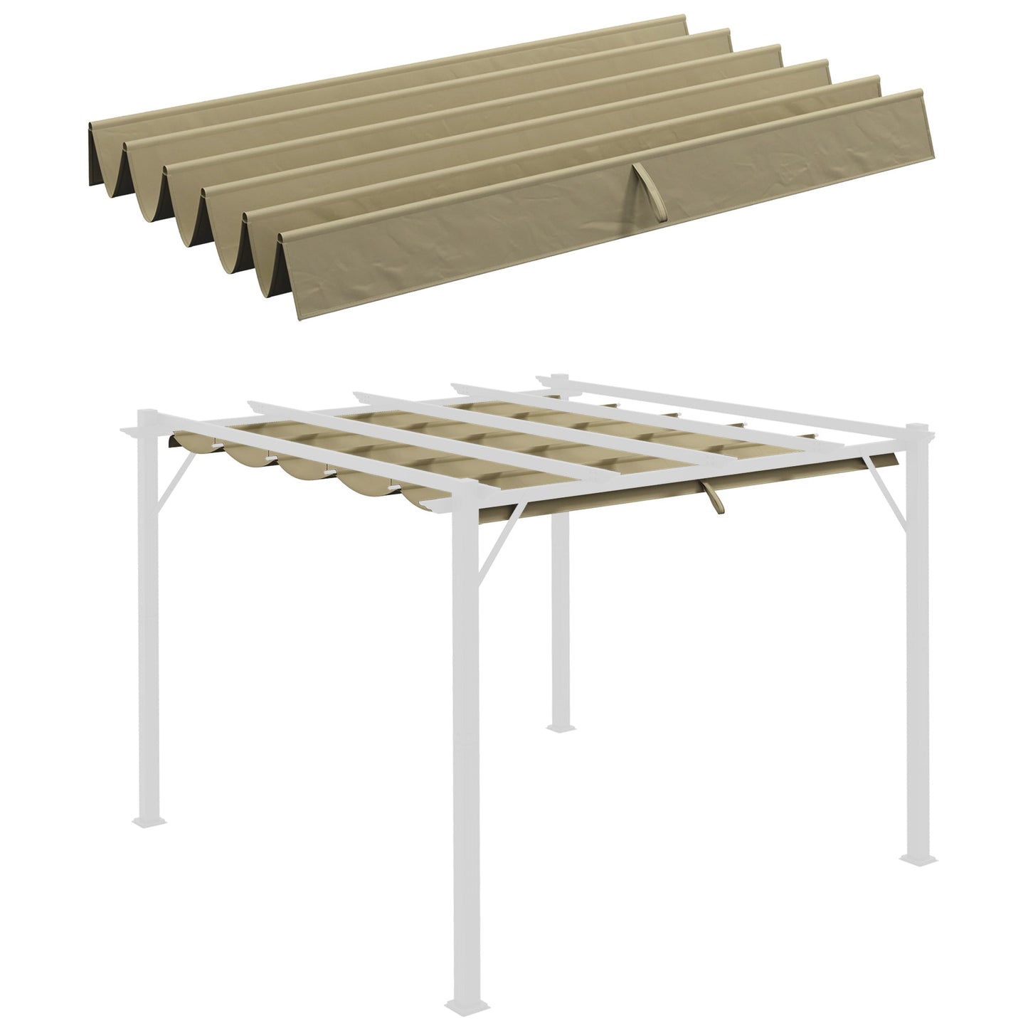Retractable Replacement Pergola Canopy for 10' x 10' Pergola, Pergola Cover Replacement, Tan