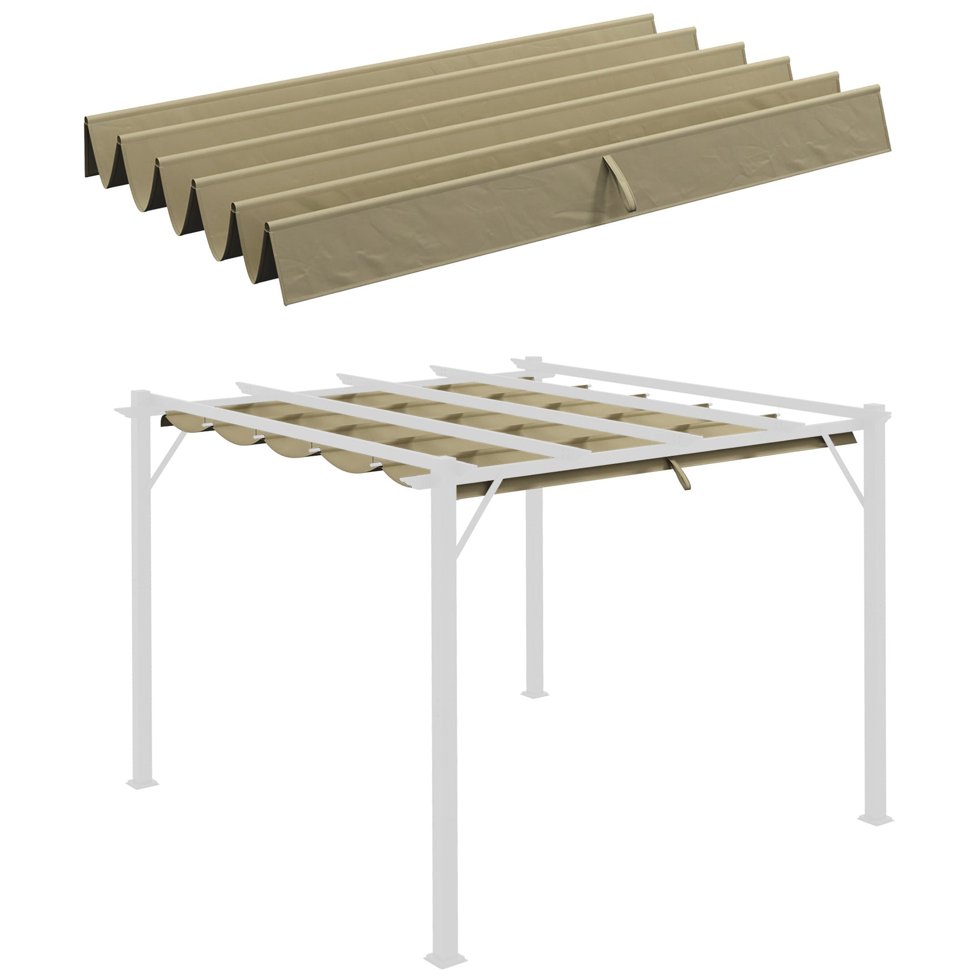 Retractable Replacement Pergola Canopy for 10' x 10' Pergola, Pergola Cover Replacement, Tan