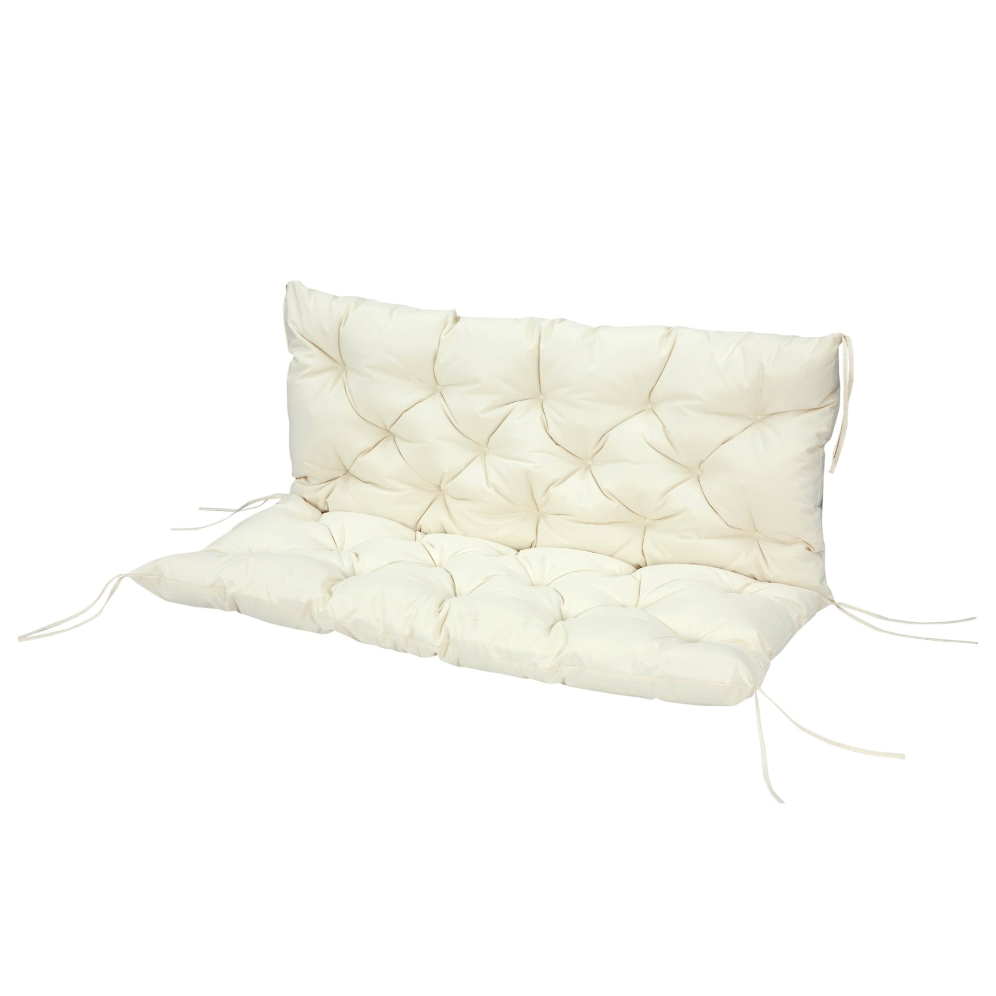 2 Seater Garden Bench Cushions, Thick Outdoor Non-Slip 2 Seater Soft Pad With Backrest for Garden Patio, 52" x 43" x 4", Beige