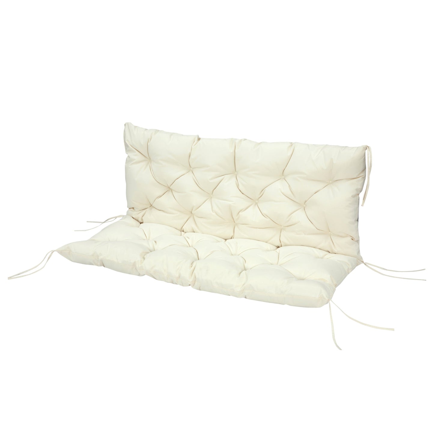 2 Seater Garden Bench Cushions, Thick Outdoor Non-Slip 2 Seater Soft Pad With Backrest for Garden Patio, 52" x 43" x 4", Beige