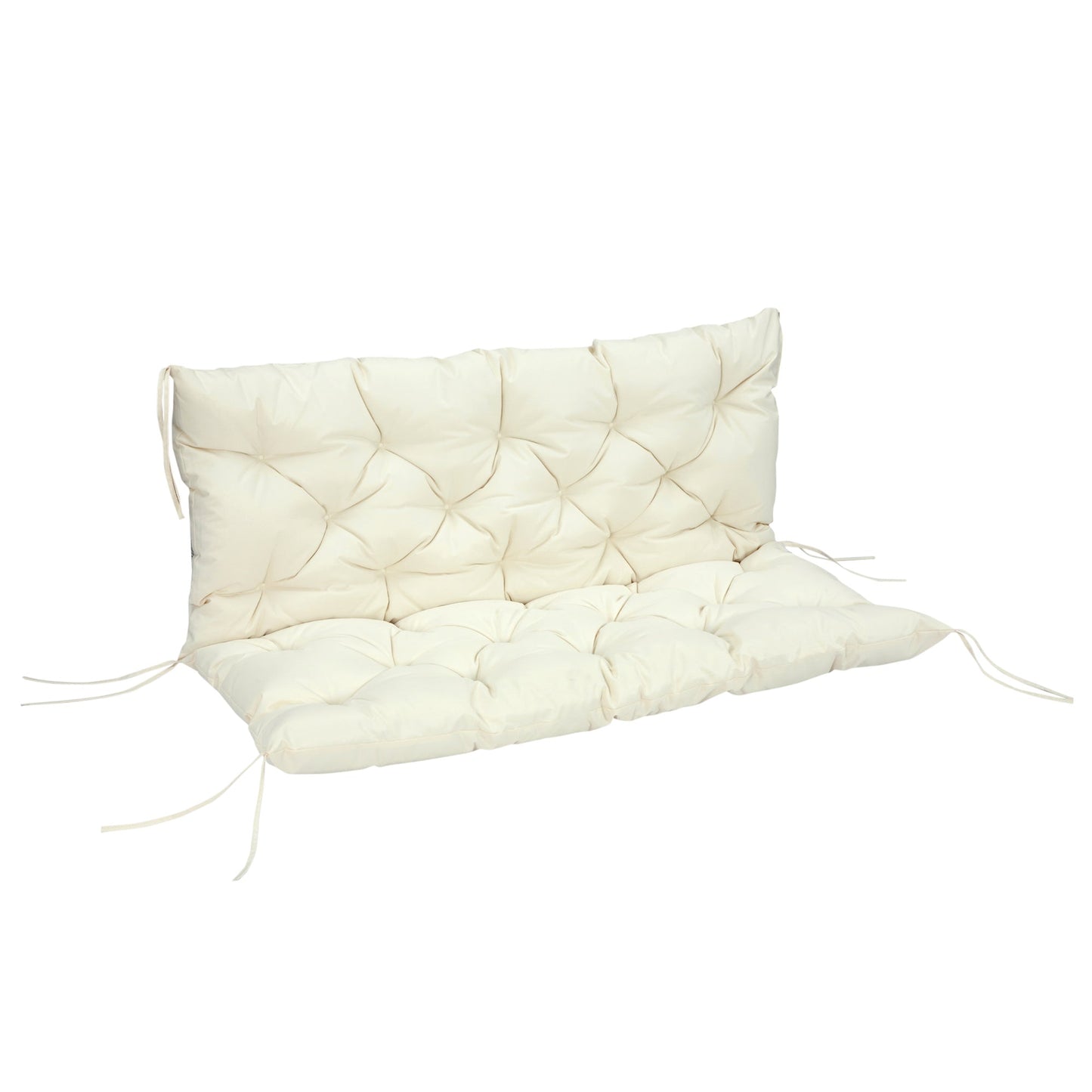 2 Seater Garden Bench Cushions, Thick Outdoor Non-Slip 2 Seater Soft Pad With Backrest for Garden Patio, 52" x 43" x 4", Beige