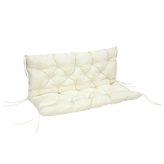 2 Seater Garden Bench Cushions, Thick Outdoor Non-Slip 2 Seater Soft Pad With Backrest for Garden Patio, 52" x 43" x 4", Beige