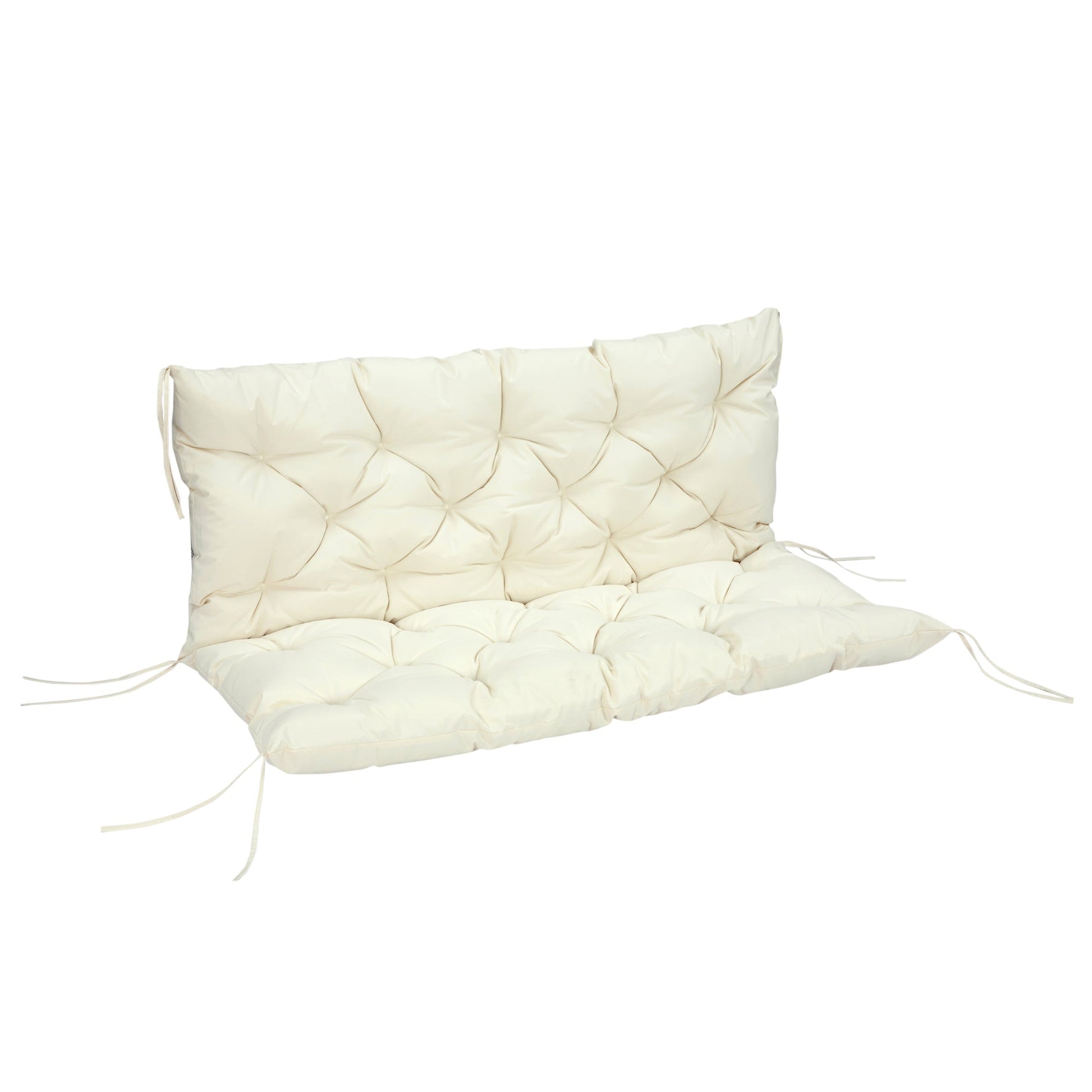 2 Seater Garden Bench Cushions, Thick Outdoor Non-Slip 2 Seater Soft Pad With Backrest for Garden Patio, 52" x 43" x 4", Beige