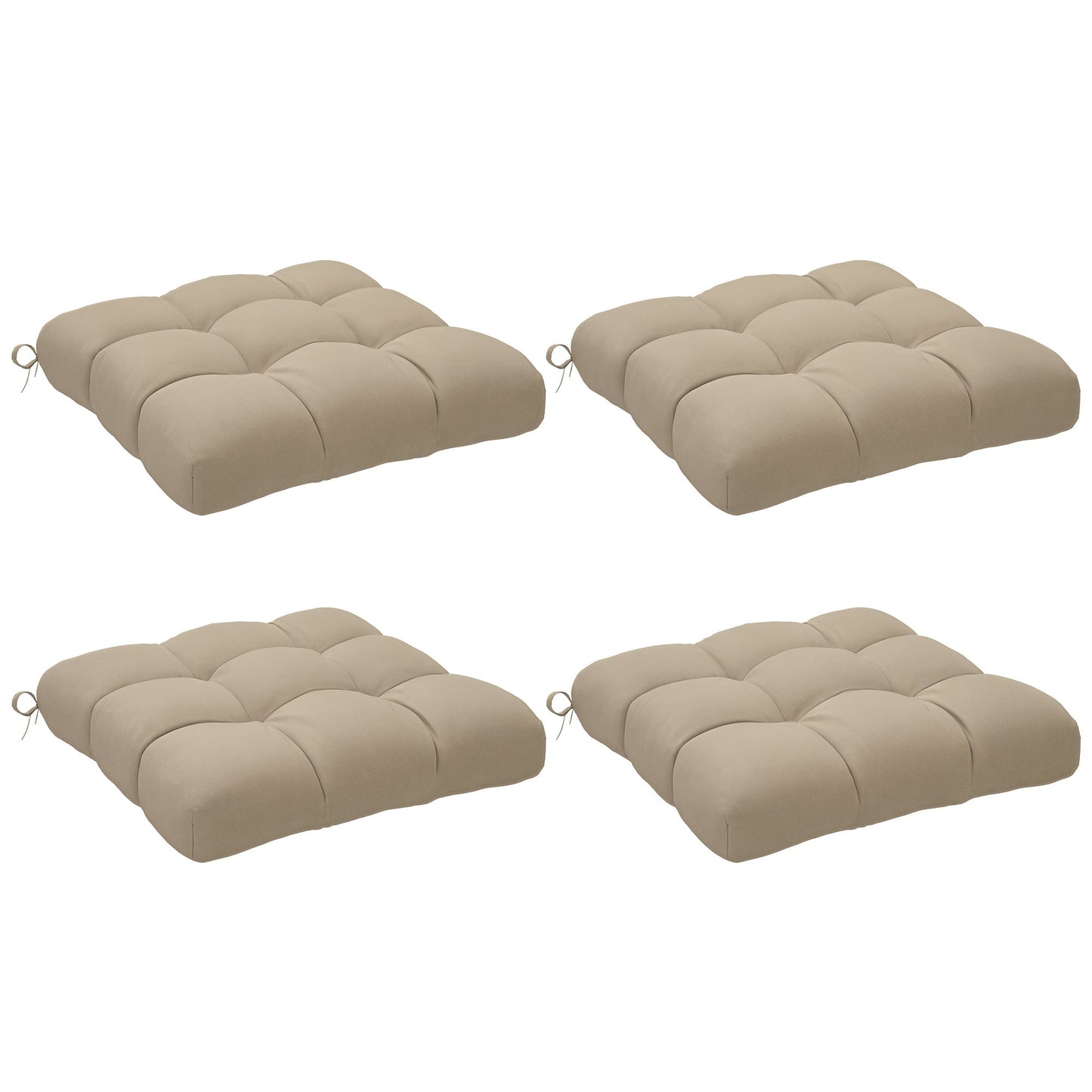 4-Piece Patio Chair Cushions Pillows, 19" x 19" x 4" Patio Cushions Set with Ties for Indoor Outdoor Garden Furniture