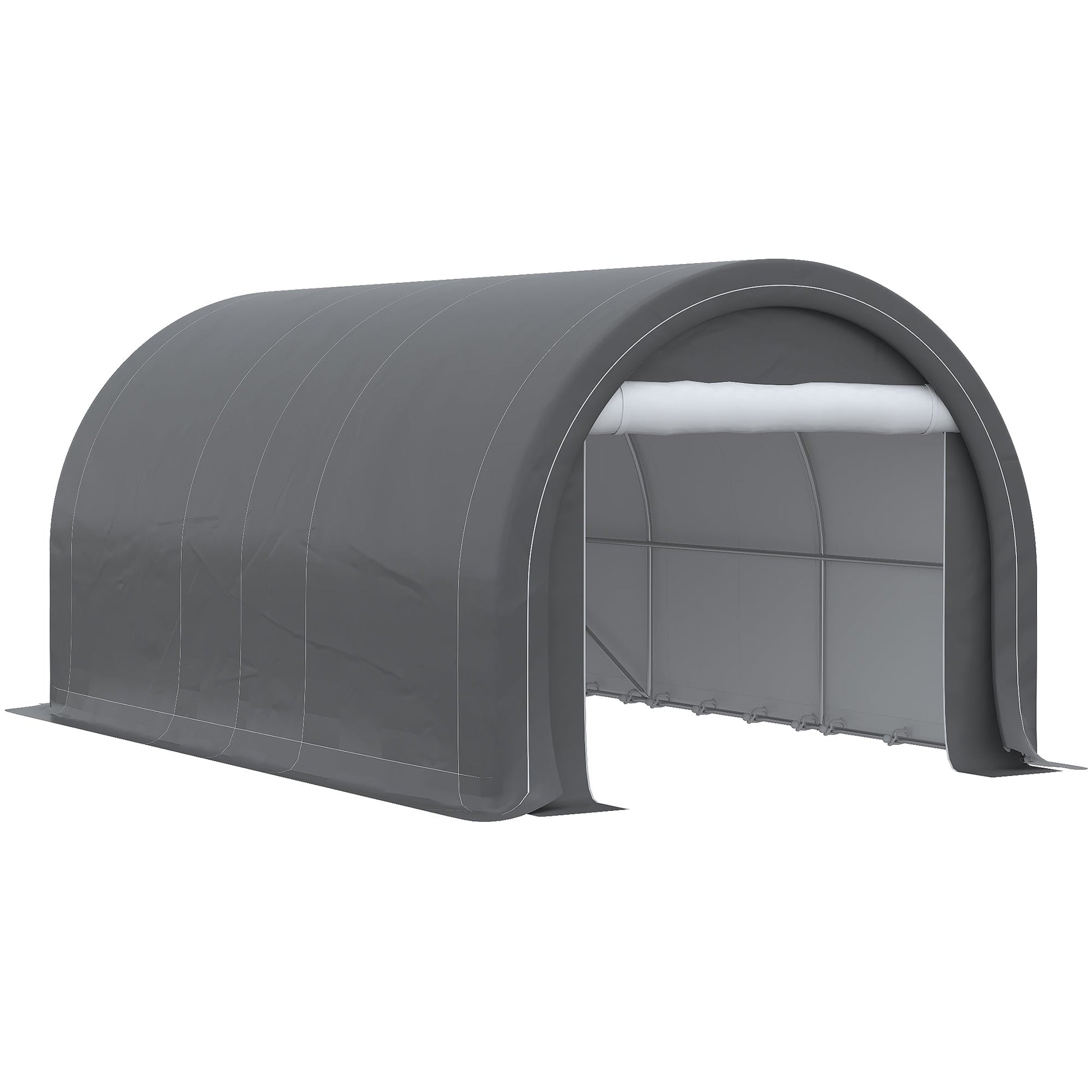 10' x 16' Carport, Heavy Duty Portable Garage / Storage Tent with Large Zippered Door, Anti-UV PE Canopy Cover for Car, Boat, Motorcycle, Bike, Garden Tools, Grey